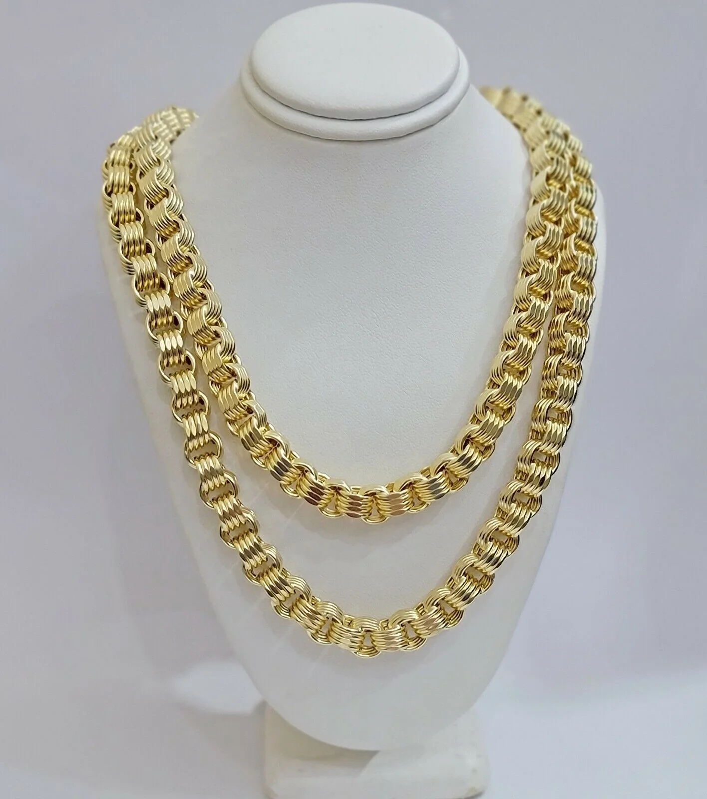 Real Box Byzantine chain necklace 7mm 10K Yellow Gold 26 Inches Men's 10KT - Image 3