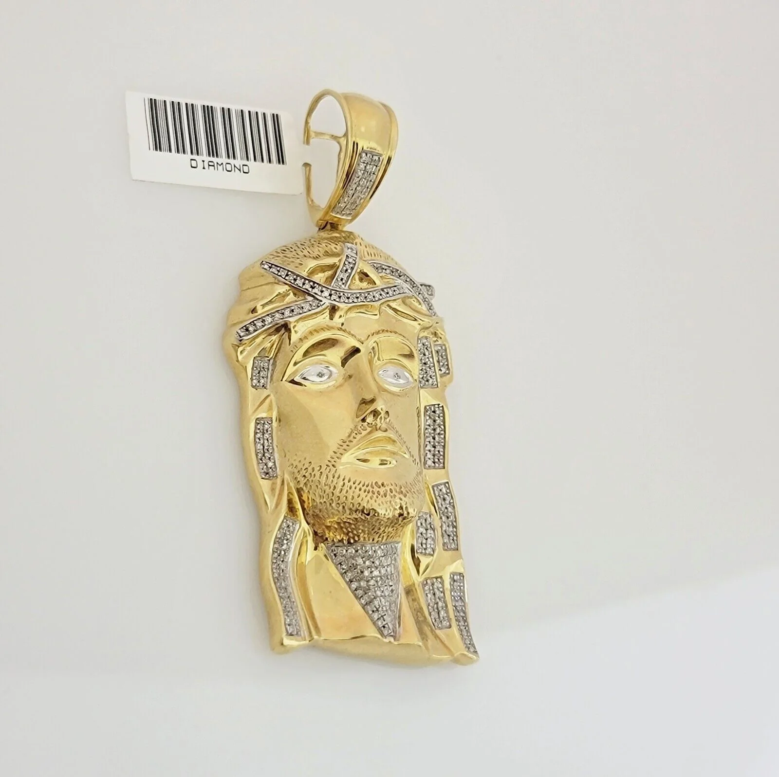 Real Diamond Charm Pendant Jesus Head 10k Yellow Gold Solid mens 1/2 CT Daimond - Image 3