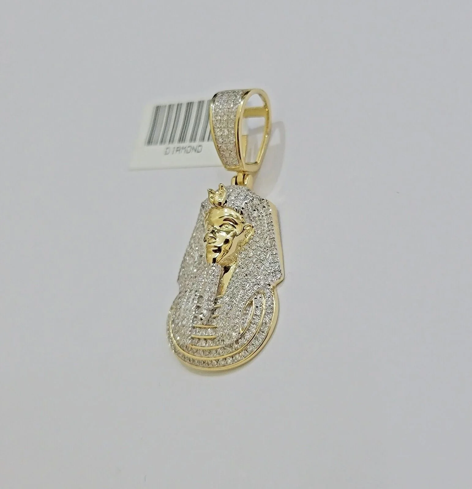 Real Diamond Charm Pendant Pharoah Head 10k Yellow Gold Solid For mens 1.5 Inch - Image 3