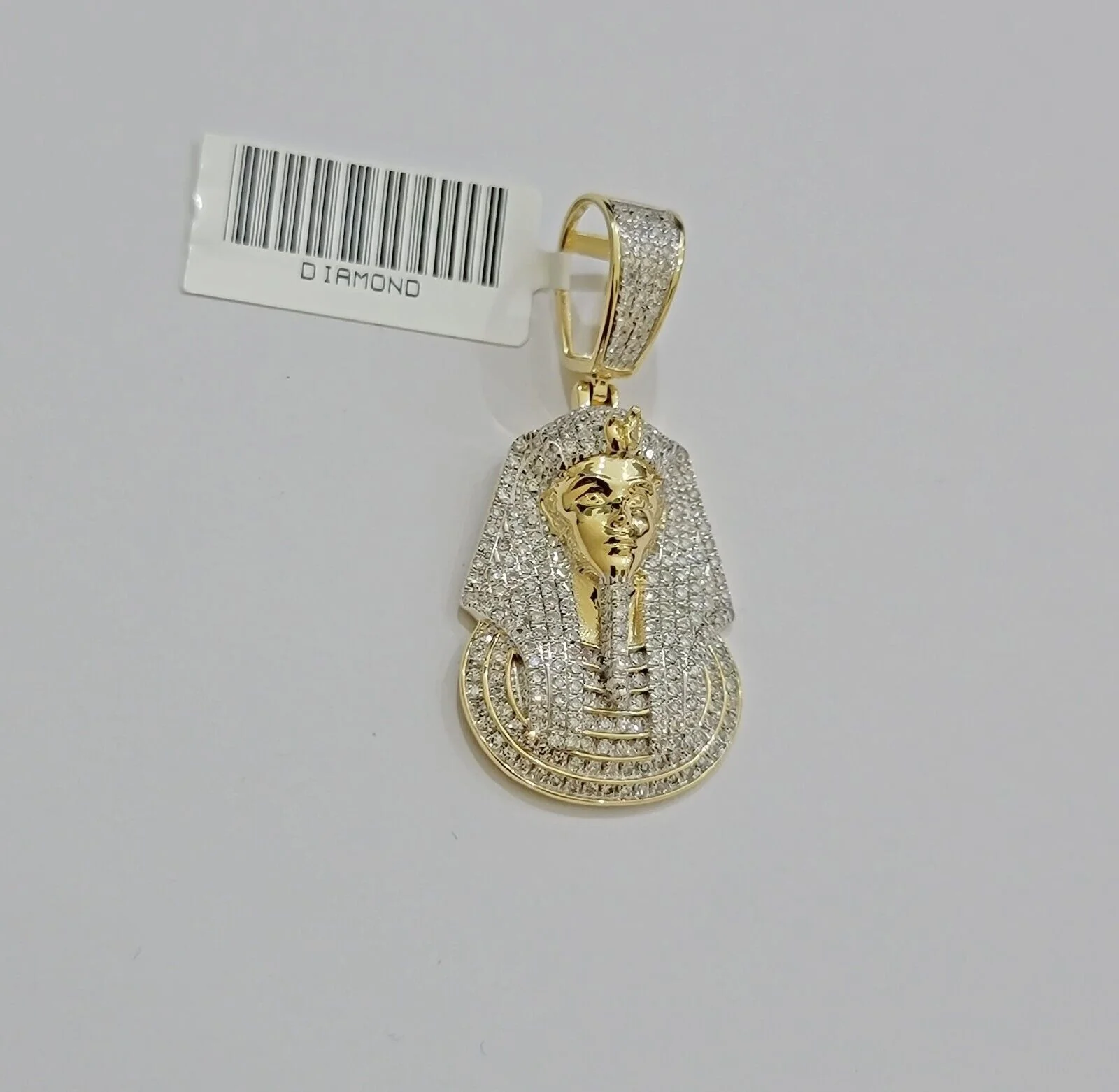 Real Diamond Charm Pendant Pharoah Head 10k Yellow Gold Solid For mens 1.5 Inch - Image 4