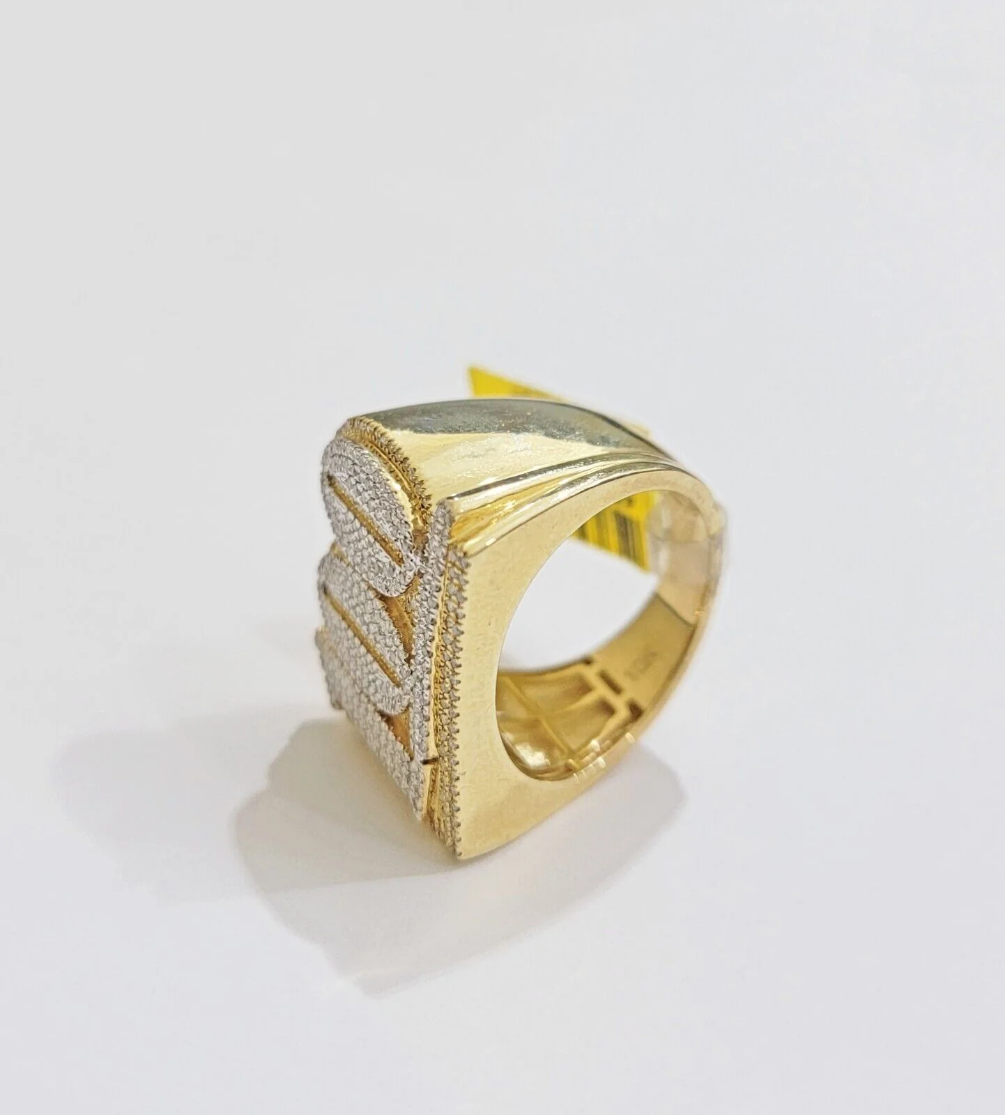 Real Diamonds 10k Yellow Gold Mens Ring Number 100 Style , New , All Sizes , SALE - Image 4