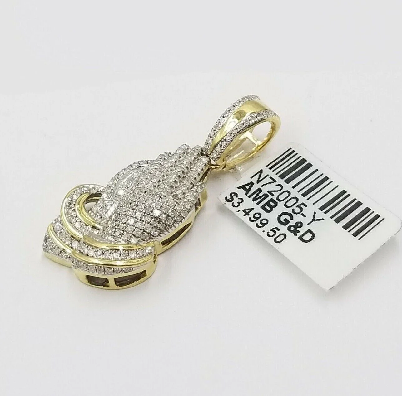 Real Diamonds Praying hand Charm Pendant 0.45CT Diamond ,10KT Real Yellow Gold - Image 3