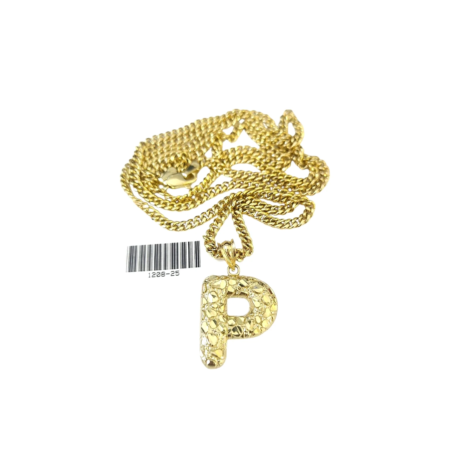 Real Gold 10k Chain Miami Cuban Link 2.5mm Necklace Pendant SET P Initial Charm - Image 3