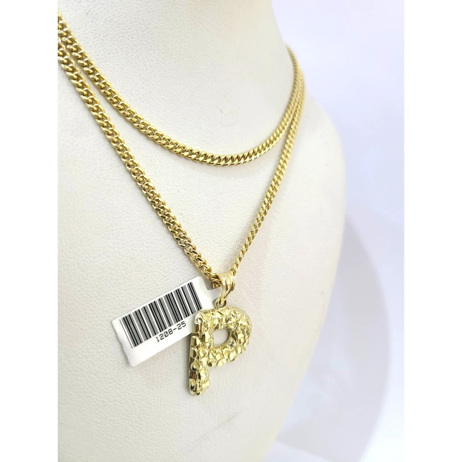 Real Gold 10k Chain Miami Cuban Link 2.5mm Necklace Pendant SET P Initial Charm - Image 4