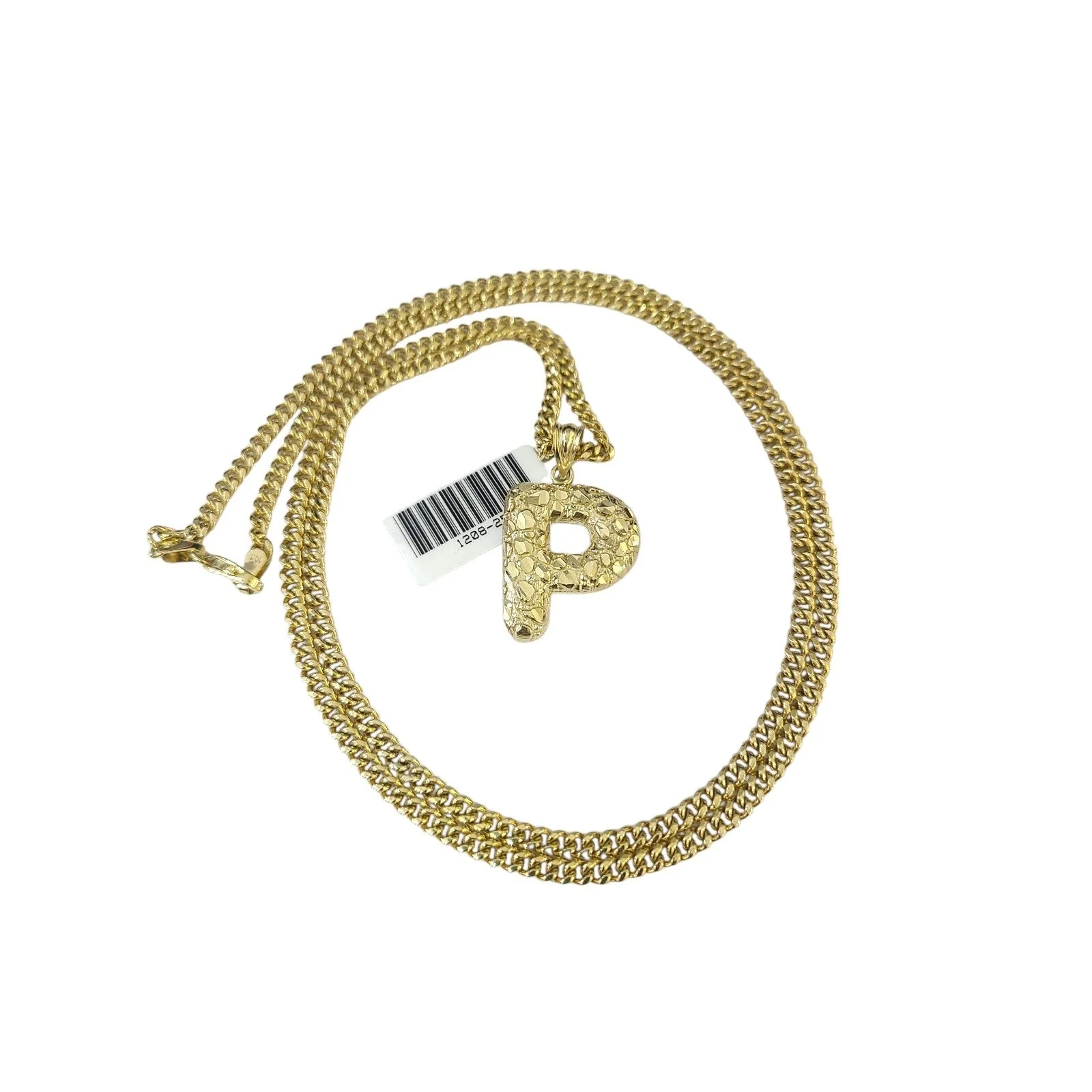 Real Gold 10k Chain Miami Cuban Link 2.5mm Necklace Pendant SET P Initial Charm - Image 5