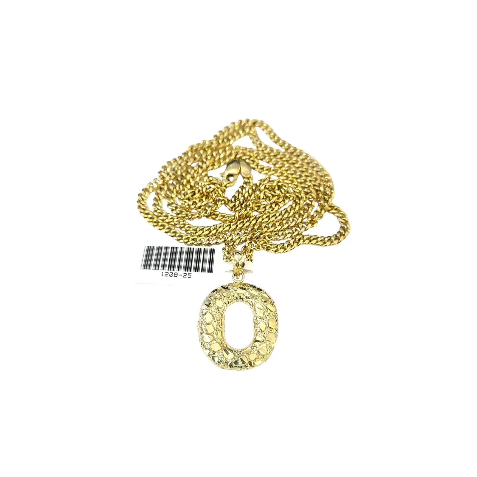 Real Gold 10k Chain Miami Cuban Link Necklace Pendant SET O Initial Charm 2.5mm