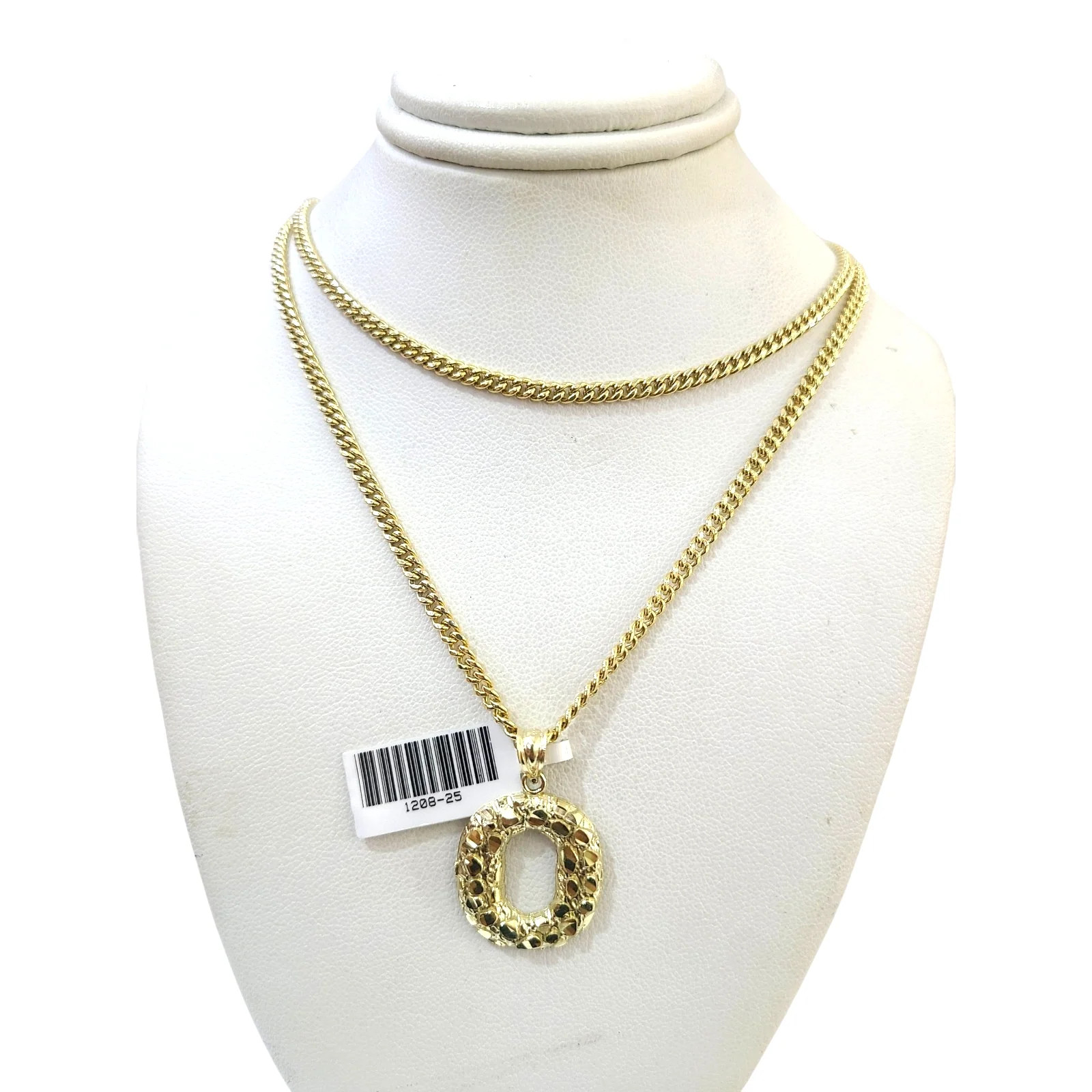 Real Gold 10k Chain Miami Cuban Link Necklace Pendant SET O Initial Charm 2.5mm - Image 2