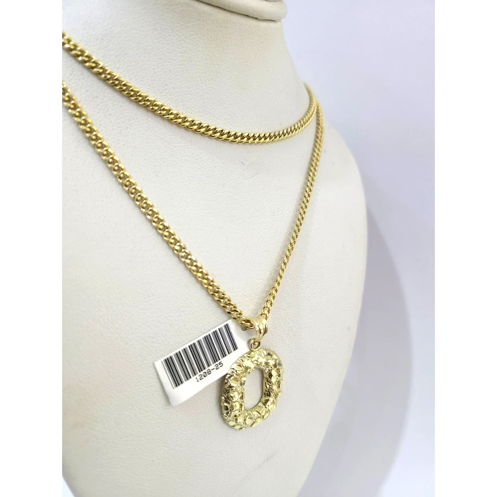 Real Gold 10k Chain Miami Cuban Link Necklace Pendant SET O Initial Charm 2.5mm - Image 4
