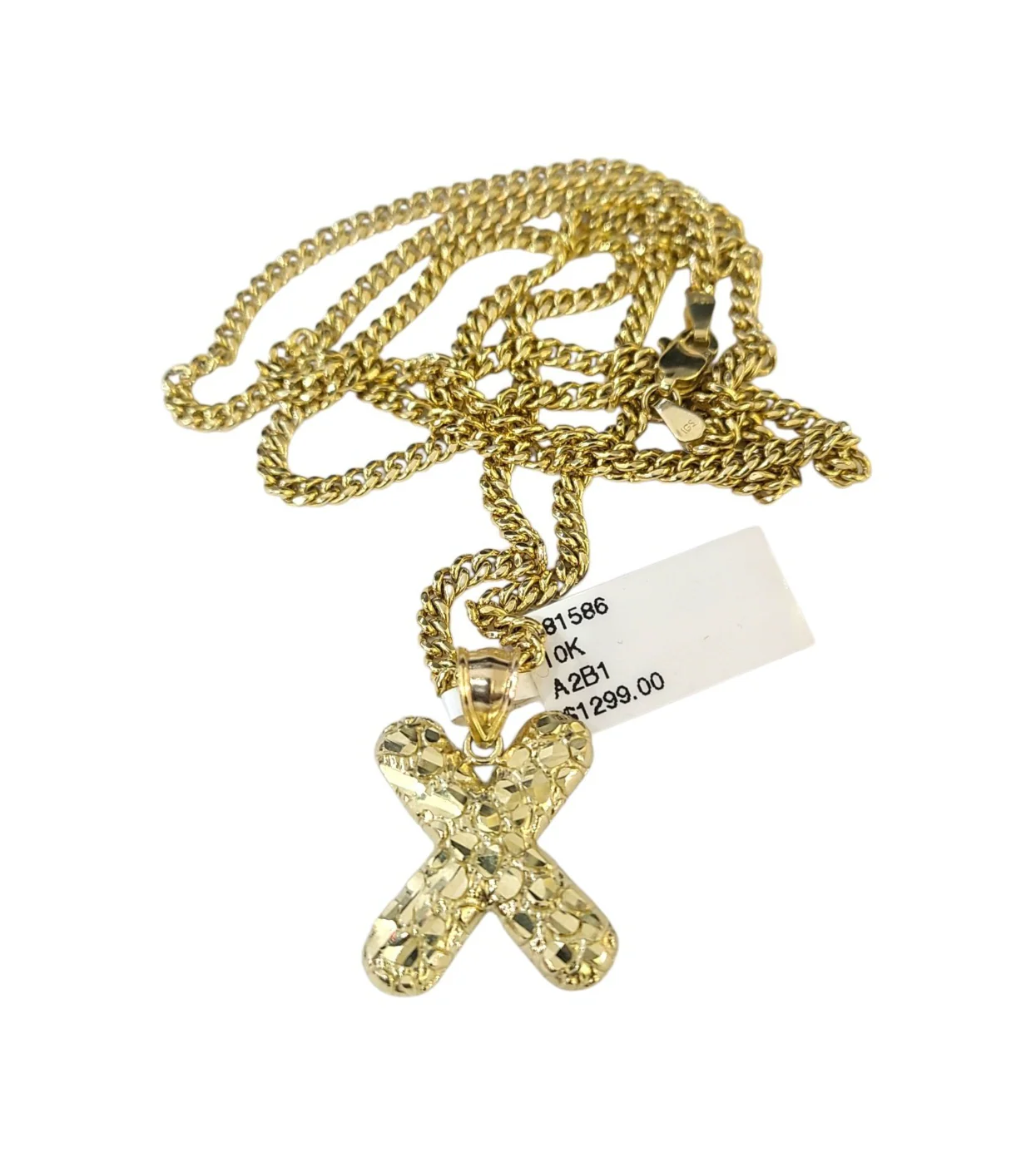 Real Gold 10k Chain X Initial Charm Miami Cuban Link 2.5mm Necklace Pendant SET - Image 4