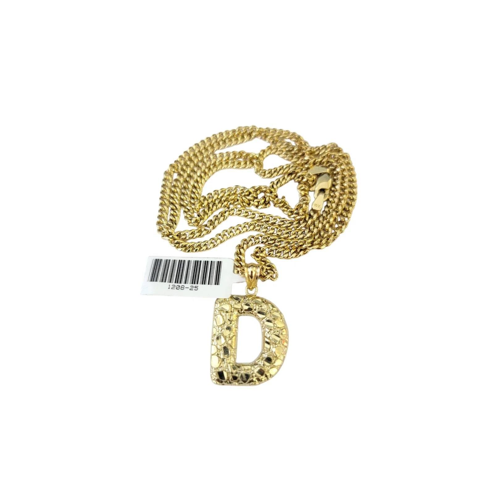 Real Gold 10k Miami Cuban Link Chain 2.5mm Pendant SET D Initial Charm Necklace - Image 4