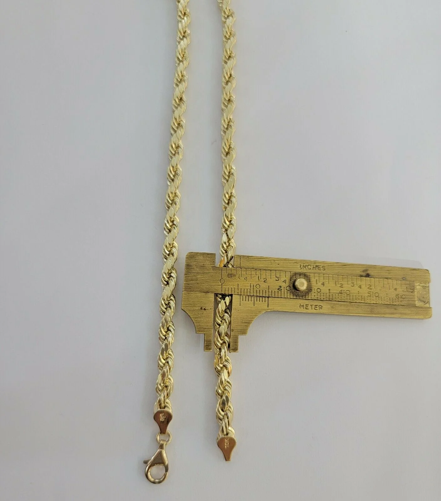 Real Gold 10k Rope Chain Necklace 5mm 18"-30" Inch Yellow Gold Diamond Cut Men's - Image 4