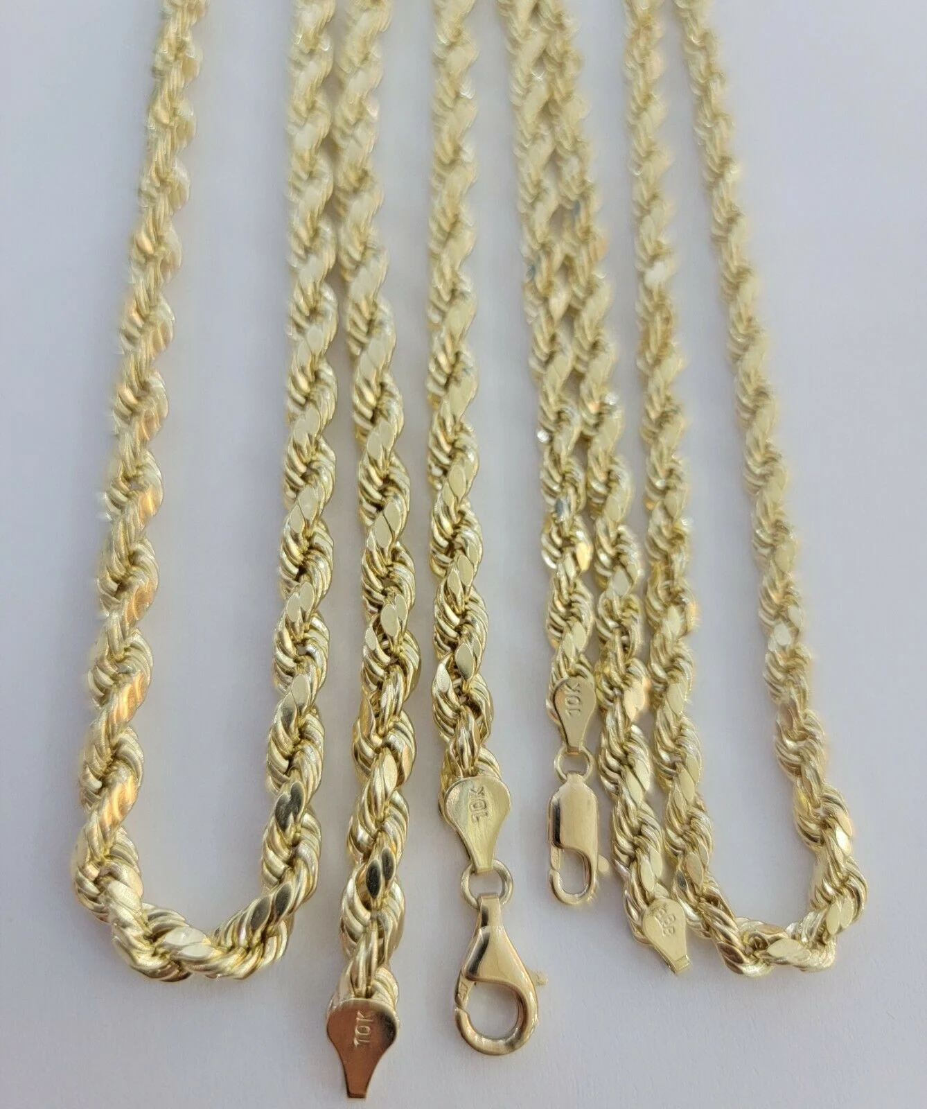 Real Gold 10k Rope Chain Necklace 5mm 18"-30" Inch Yellow Gold Diamond Cut Men's - Image 8