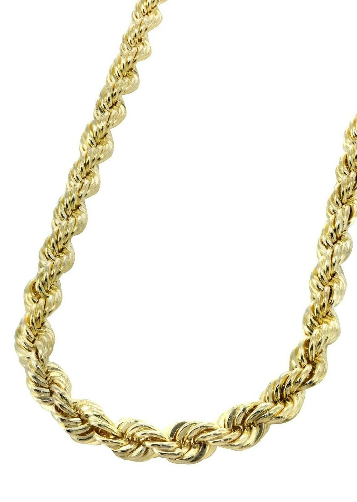 Real Gold 10k Rope Necklace Men' Chain 7mm 18"-30" Inch Yellow Gold Diamond Cuts - Image 4