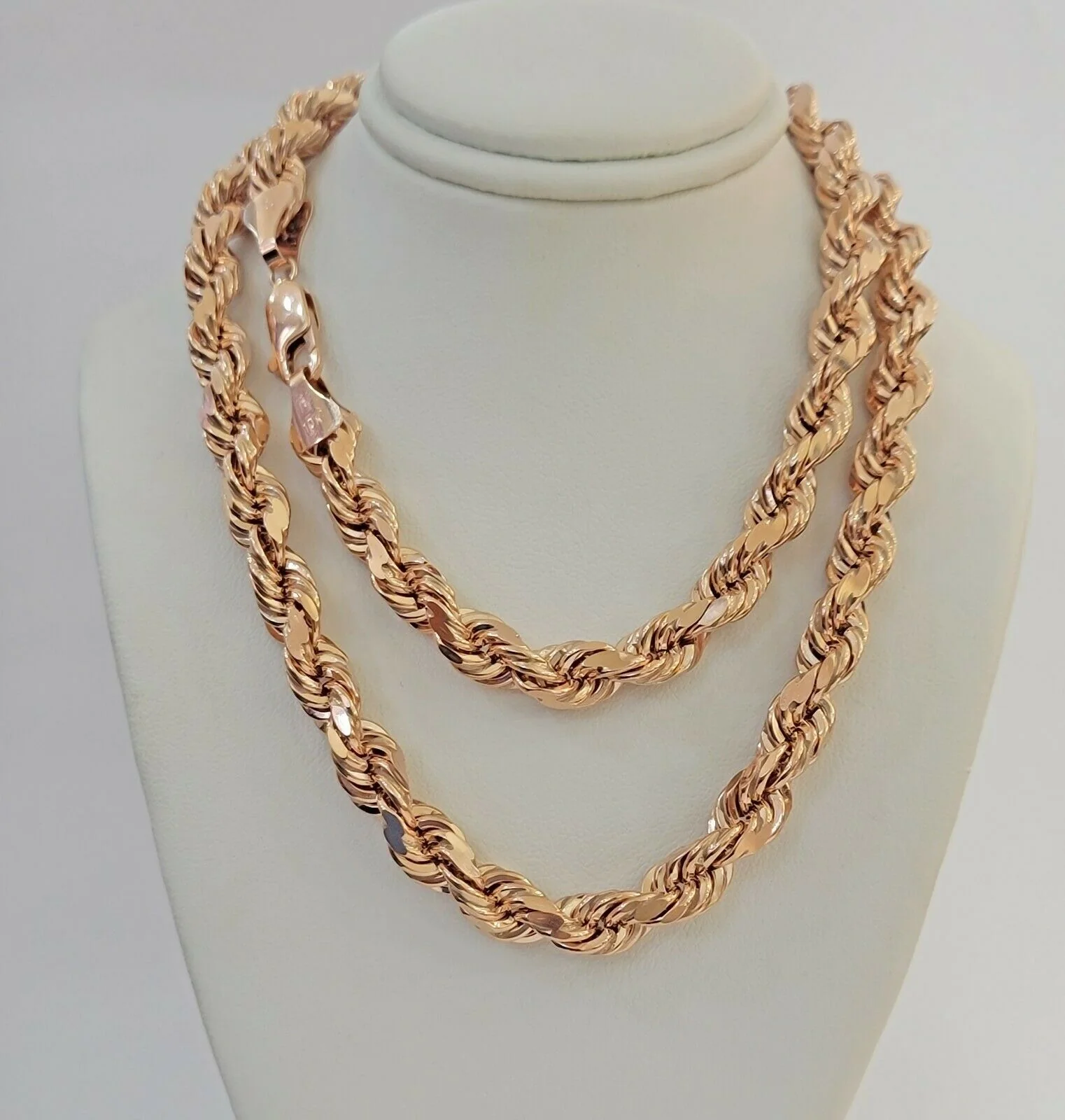 Real Gold 10k Rope Necklace Men Chain 8mm 22"-30" Inch Rose Gold SOLID 10kt - Image 6
