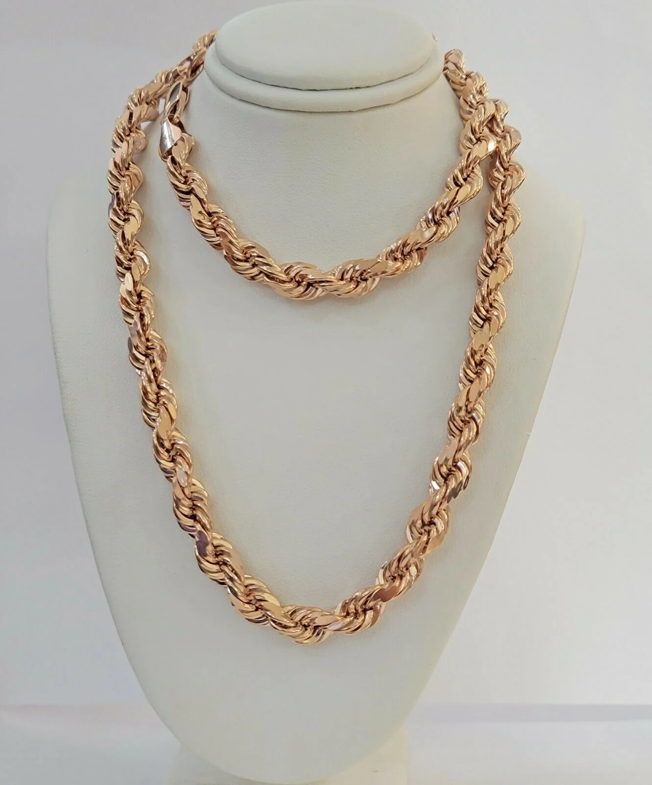 Real Gold 10k Rope Necklace Men Chain 8mm 22"-30" Inch Rose Gold SOLID 10kt - Image 7