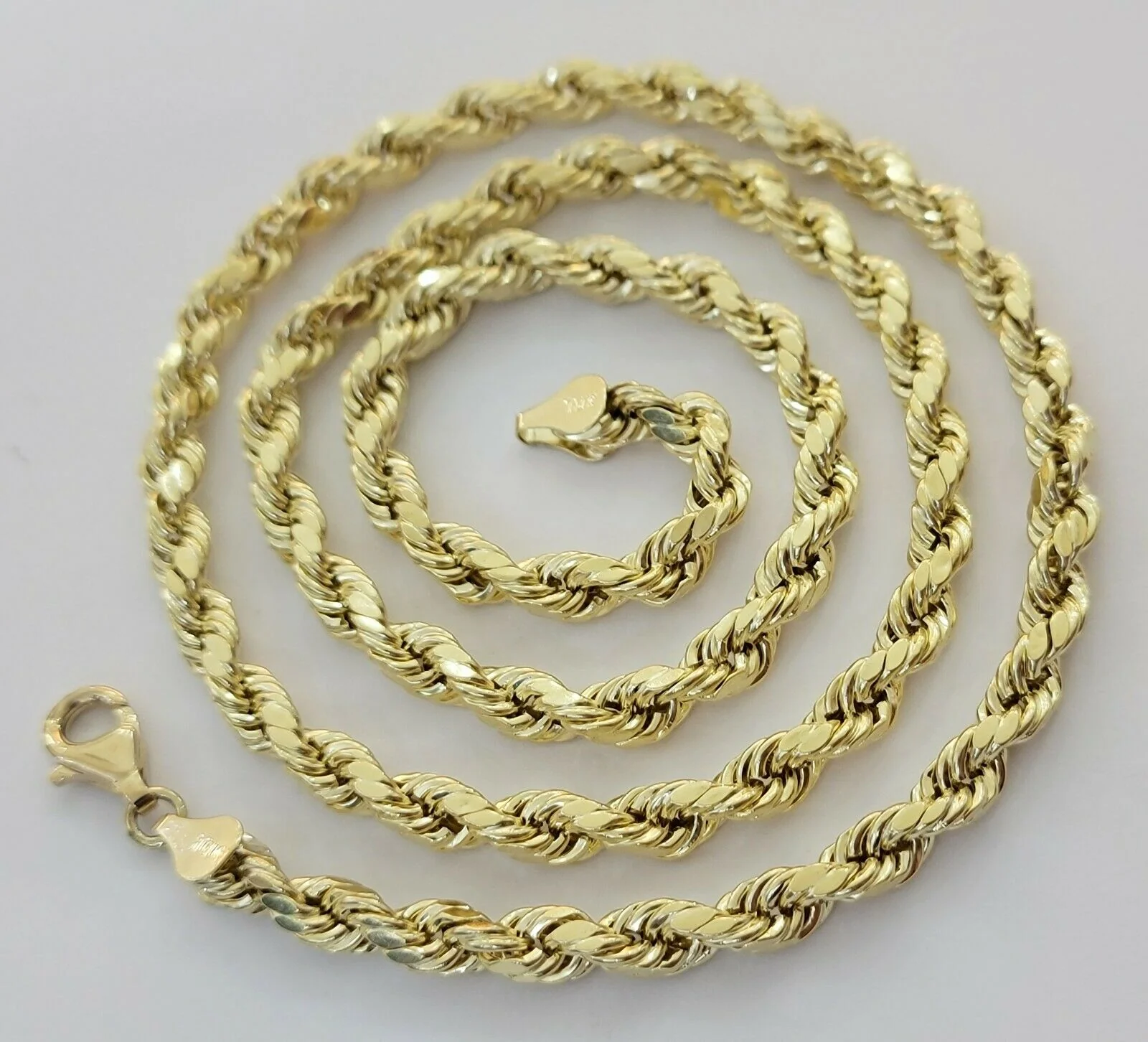 Real Gold 10k Rope Necklace Mens Chain 6mm 18"-30" Inch Yellow Gold Diamond Cuts - Image 7