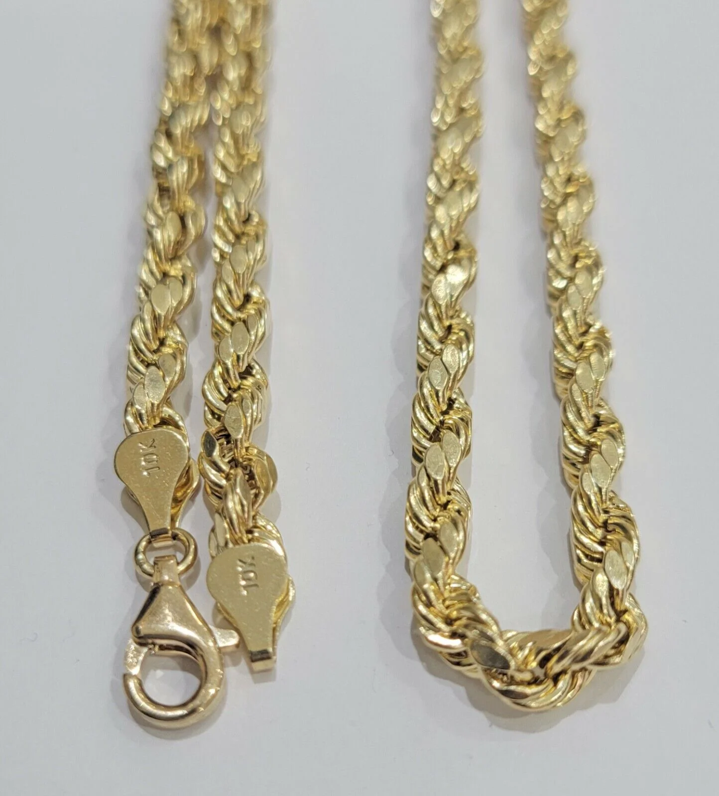 Real Gold 10k Yellow Gold Rope Chain Necklace 6mm 18 Inch Choker - Image 3