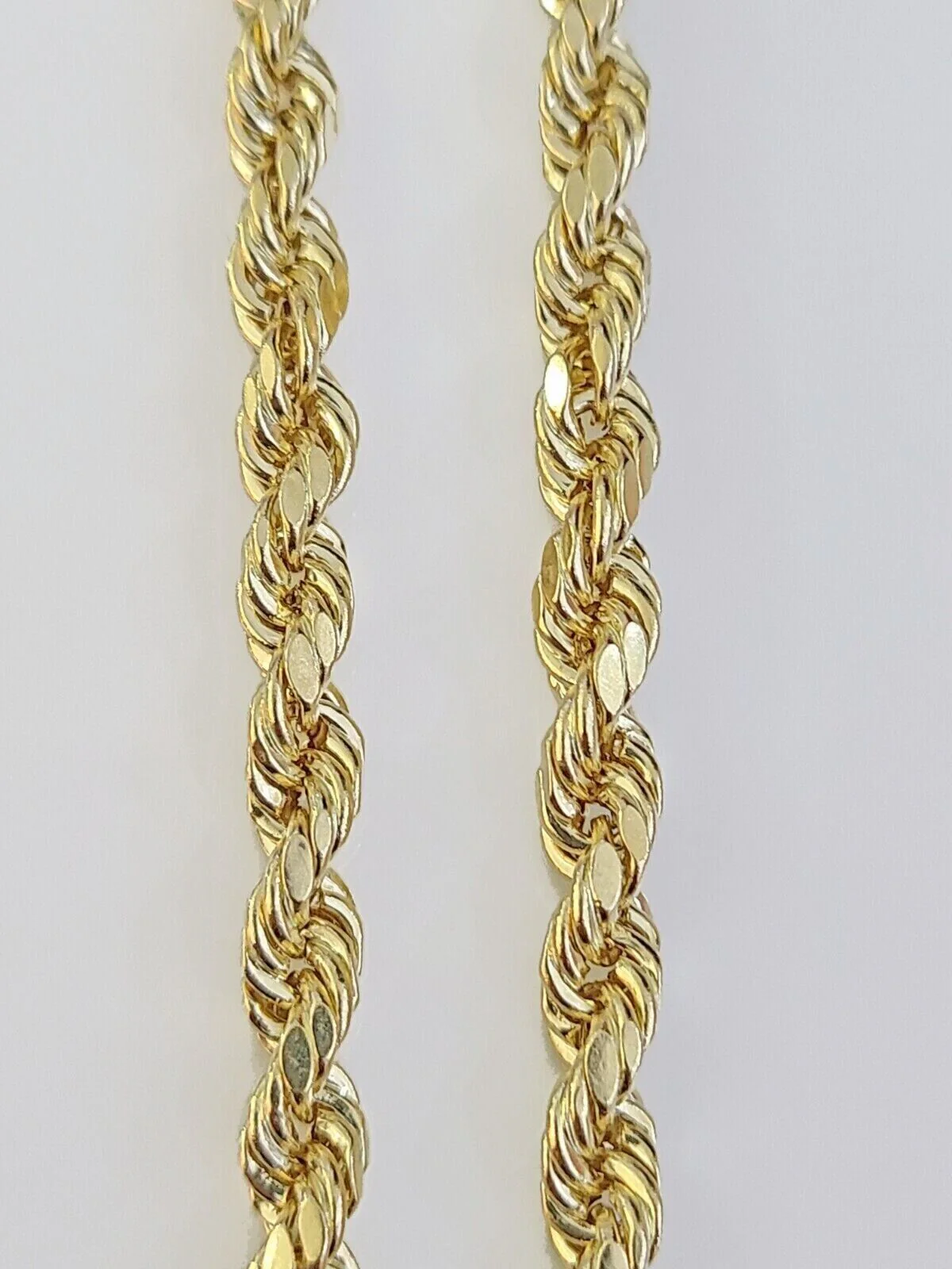 Real Gold 14k Rope Necklace Mens Chain 5mm 20"-26" Yellow Gold Diamond Cuts 10KT - Image 2