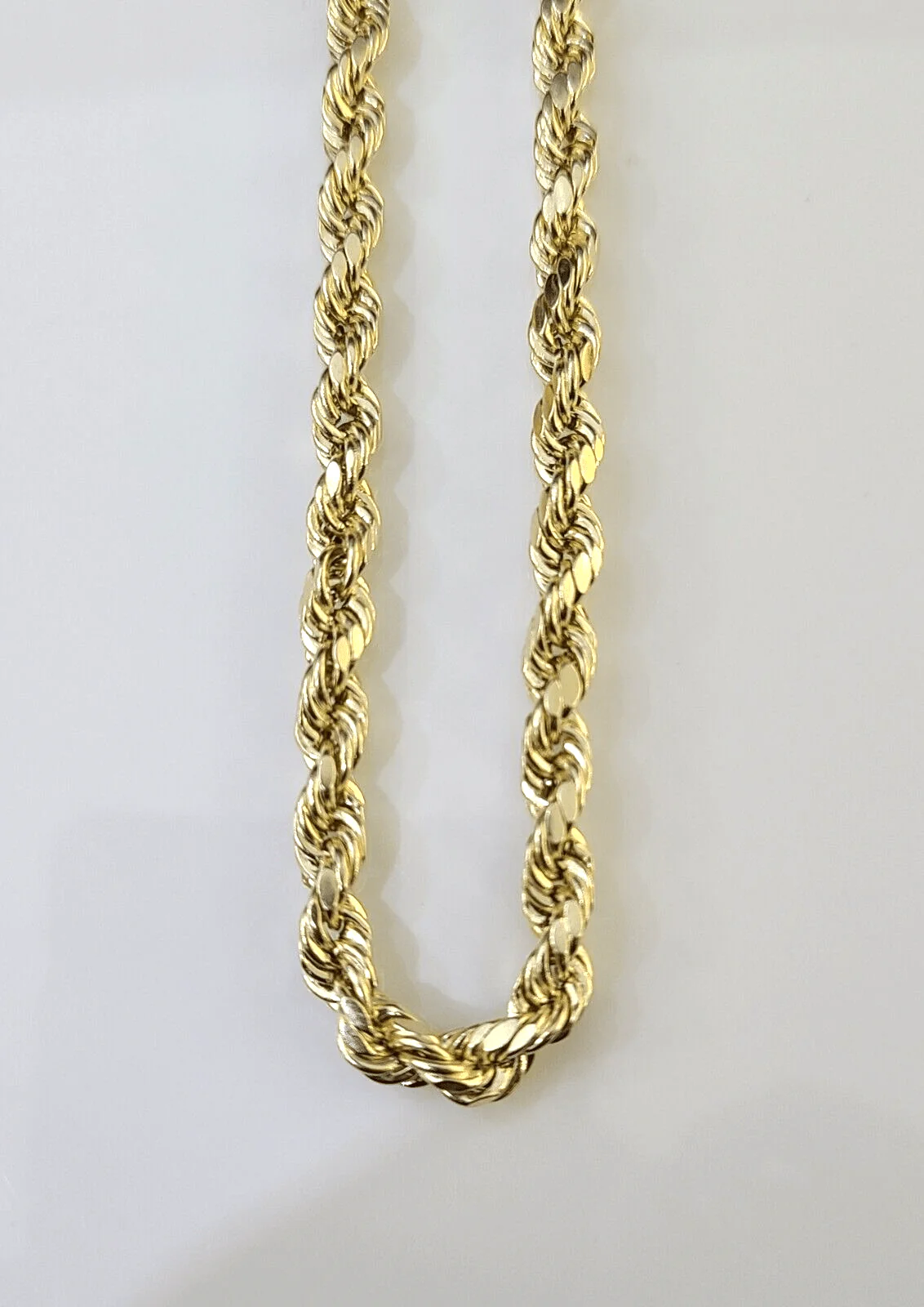Real Gold 14k Rope Necklace Mens Chain 5mm 20"-26" Yellow Gold Diamond Cuts 10KT - Image 4