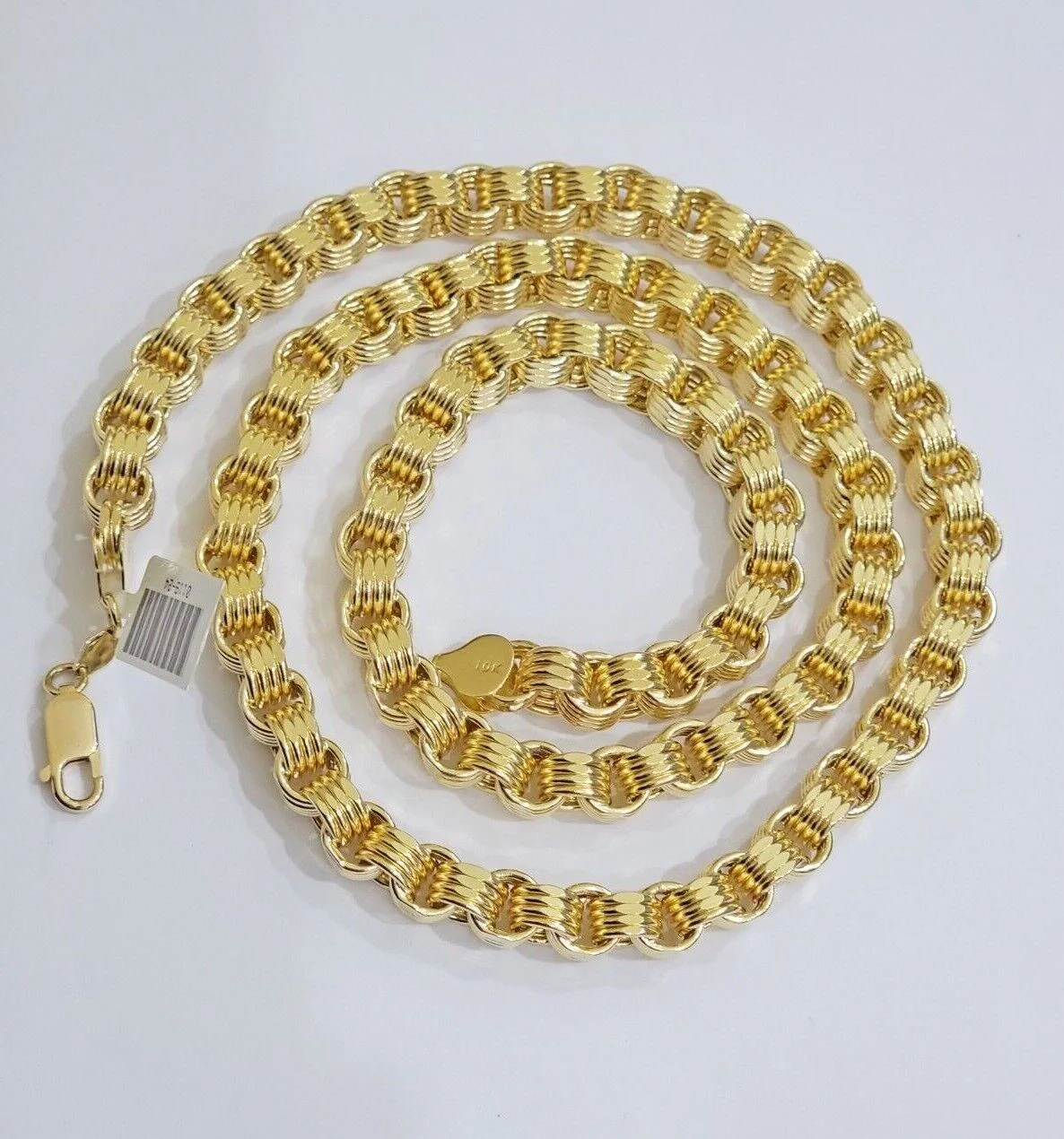 Real Gold Box Byzantine Chain Necklace 7.5mm 10K Yellow 24 Inches Men 10KT SALE - Image 10