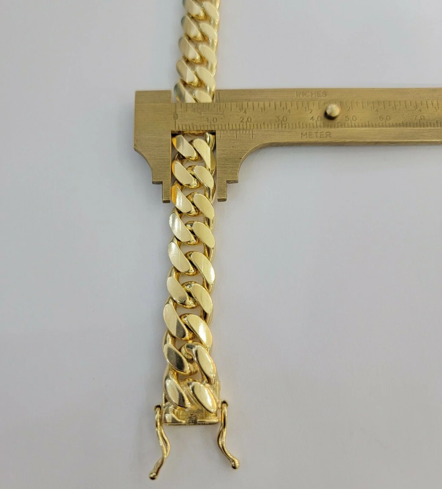 Real Gold Bracelet Solid 10k Mens Miami Cuban Link 13mm 10 kt Yellow Gold Box 8" - Image 6