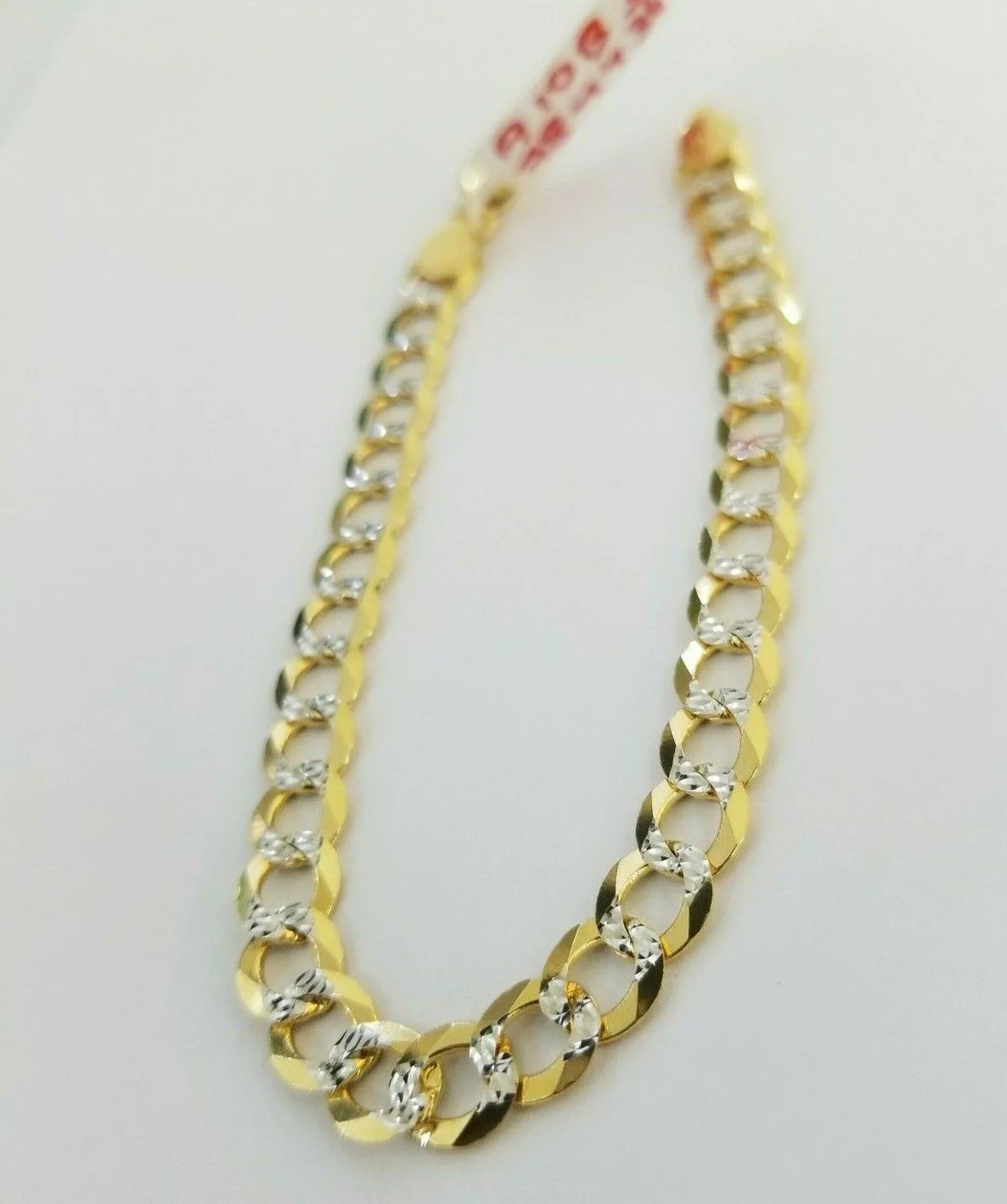 Real Gold Bracelet Solid 14k Cuban Curb Link FOR ladies 7.5" Diamond Cut 7.5mm - Image 3
