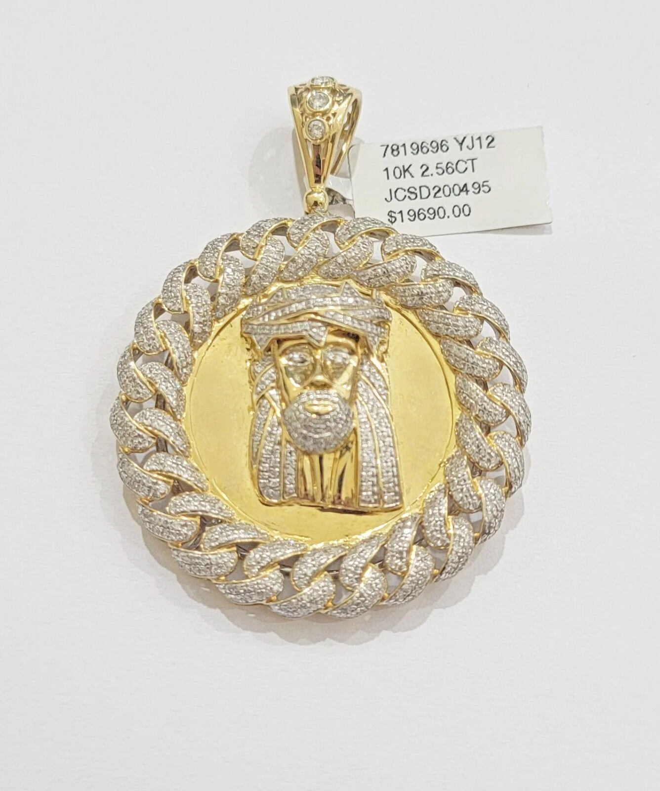 Real Gold Diamond jeus head Charm Pendant 10k yellow Gold 2.50CT Mens 2.3 Inch - Image 5
