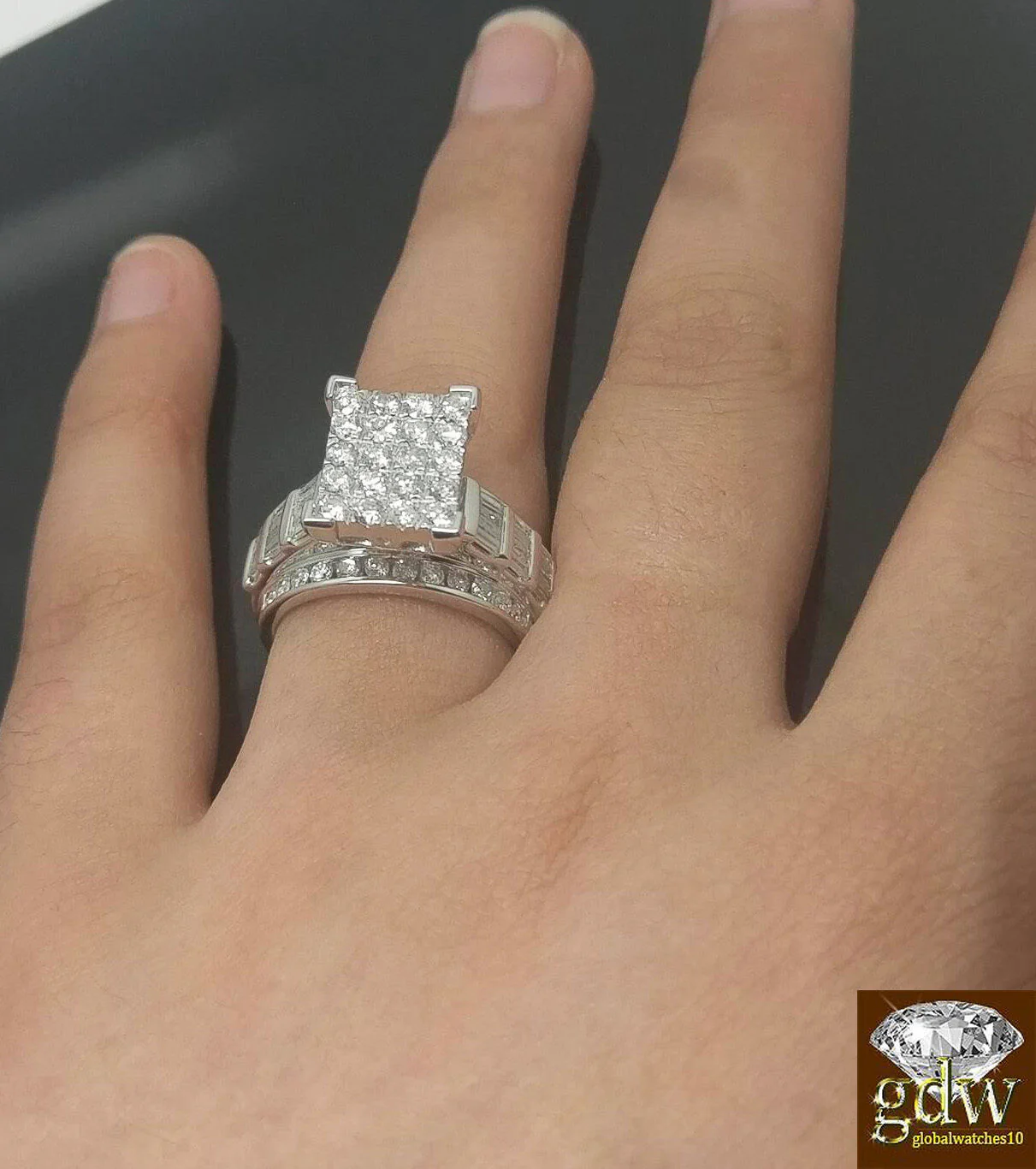 REAL Gold Diamond Ladies Ring 2Ct Diamond 10k White Gold Engagement Wedding Band - Image 10