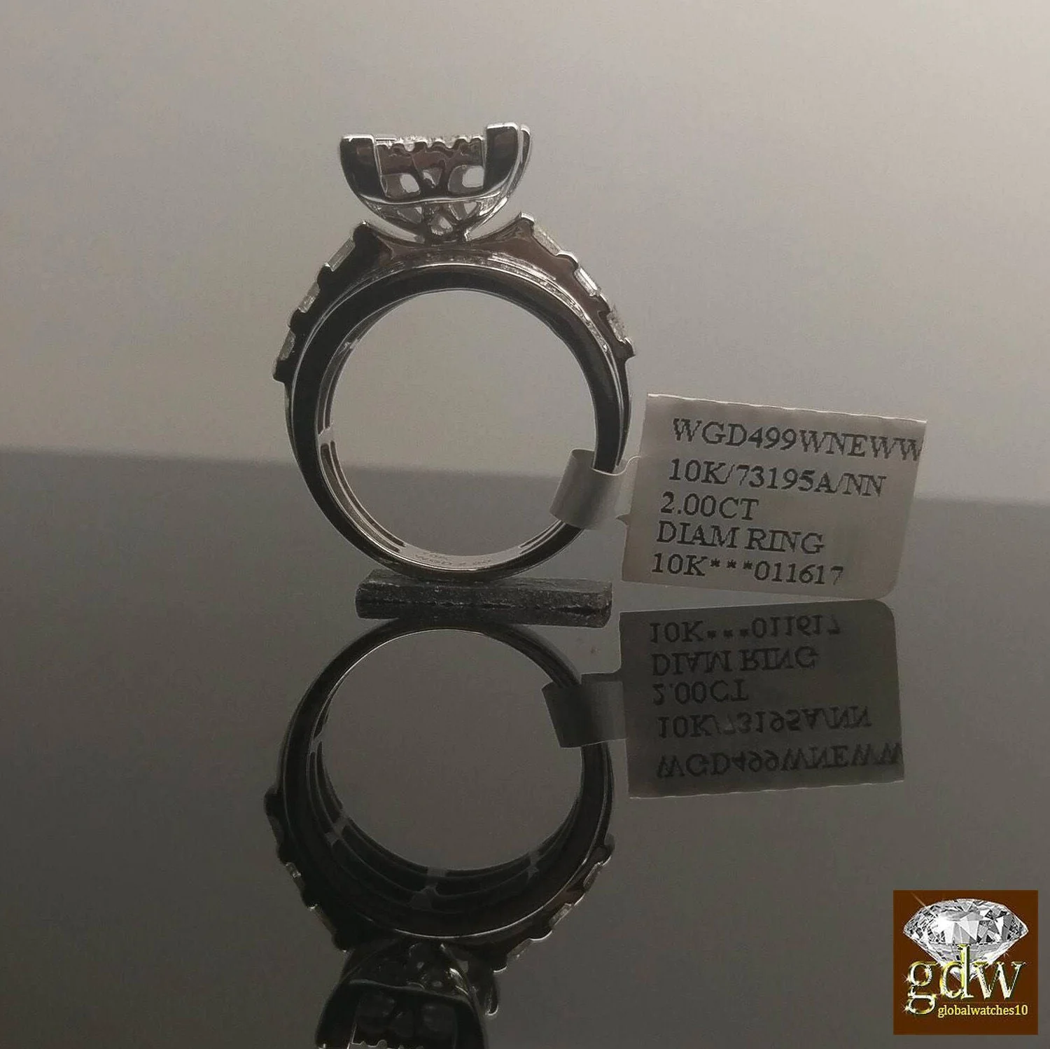 REAL Gold Diamond Ladies Ring 2Ct Diamond 10k White Gold Engagement Wedding Band - Image 3