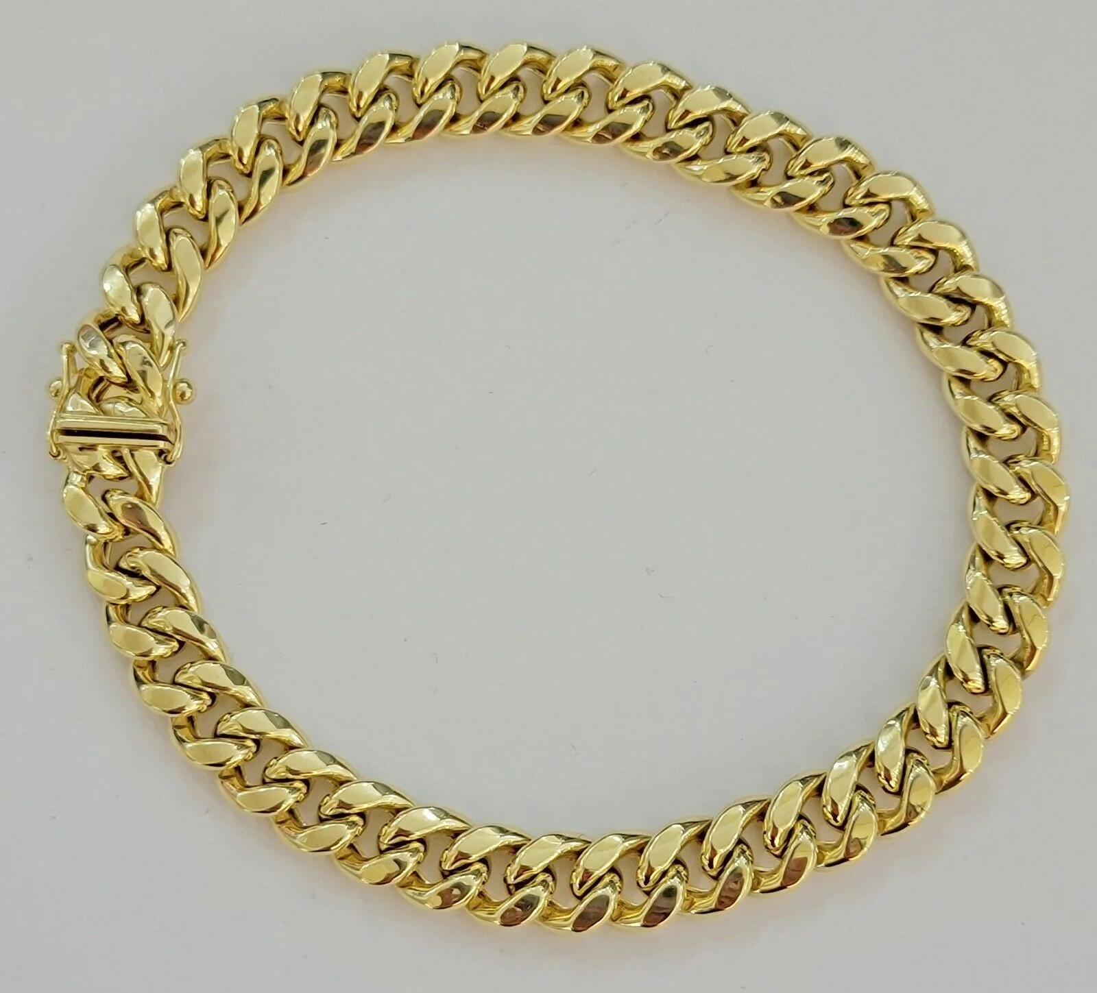 Real Gold Ladies Bracelet 10k Yellow Gold 7" Miami Cuban link Strong Link, Women - Image 6