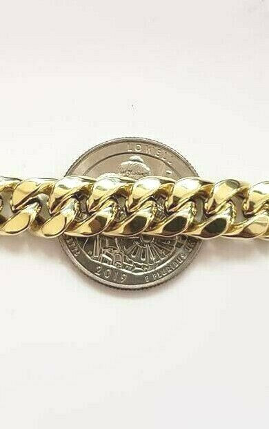 Real Gold Ladies Bracelet 10k Yellow Gold 7" Miami Cuban link Strong Link, Women - Image 7