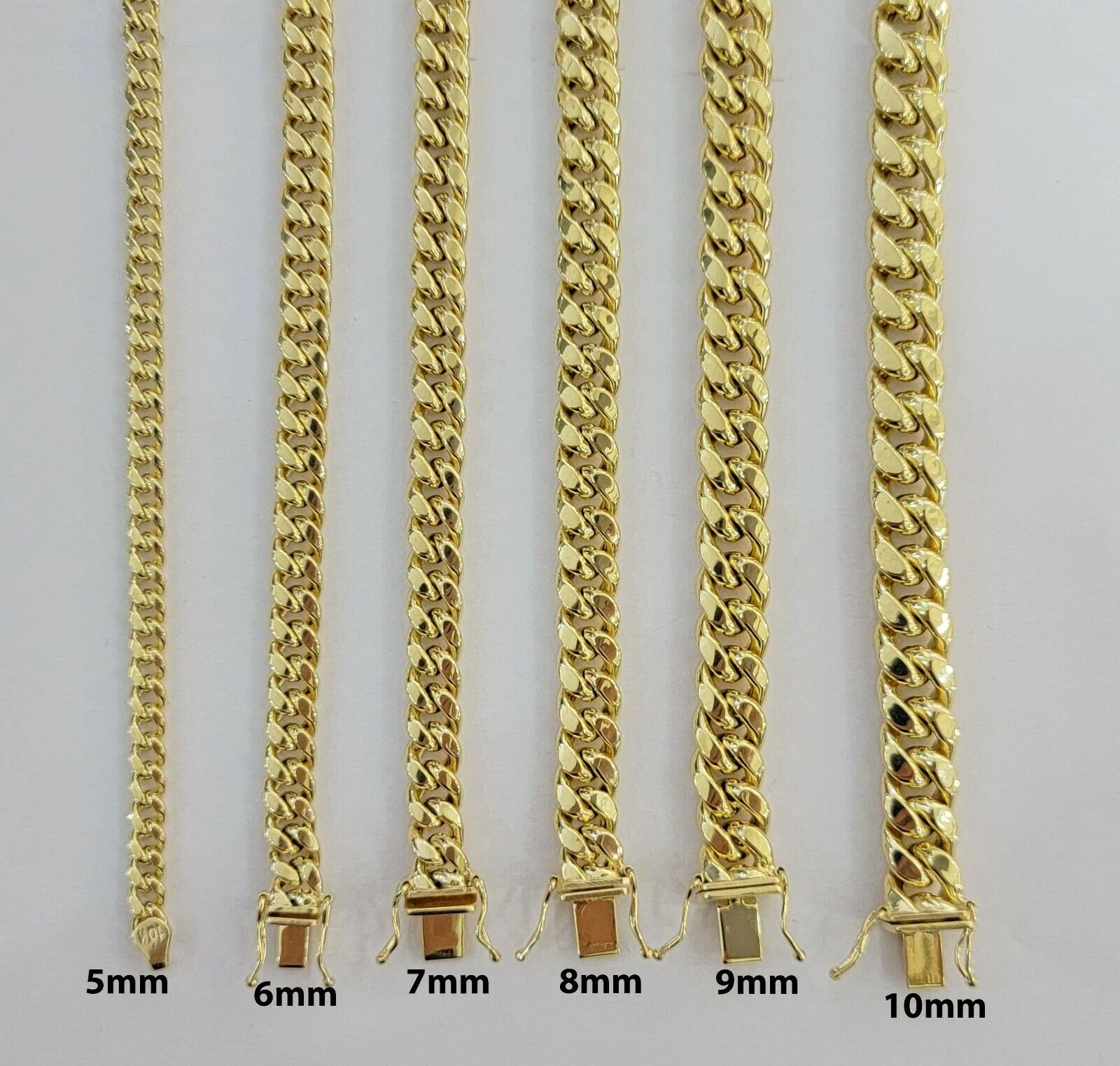 REAL 10k Yellow Gold Necklace Mens Chain Miami Cuban Link 18 Inch - 30" 6mm 7mm 8mm 9mm - Image 7