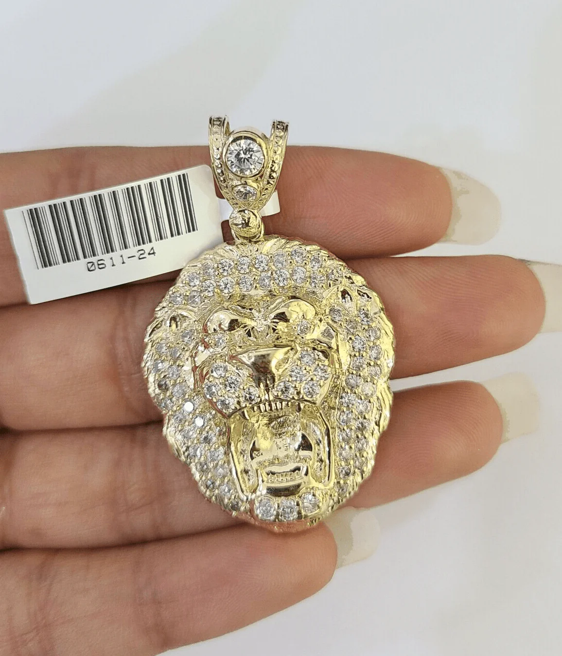 Real 10k Gold Roaring Lion Head Charm Pendant 10kt Yellow Gold For Men's