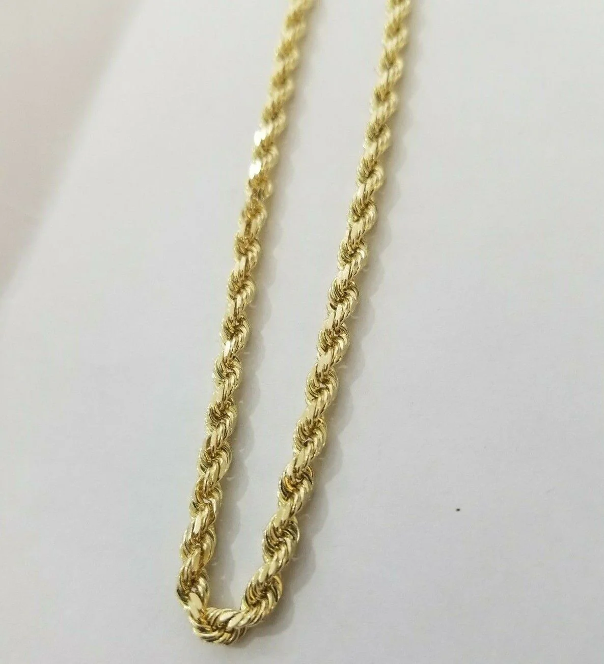 REAL Gold Rope Bracelet 4mm 7" 10k Yellow Gold Men's Ladies Diamond Cuts - Image 3
