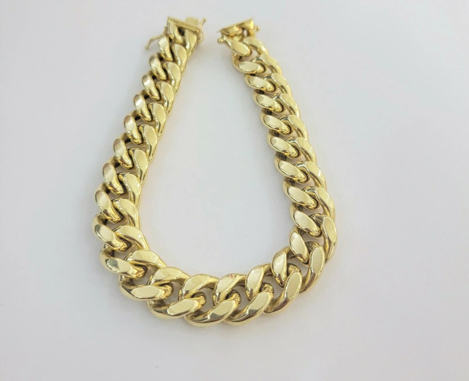 REAL Mens 10k Gold Miami Cuban Bracelet 8" 13mm 10 kt Yellow Gold Strong Links - Image 7