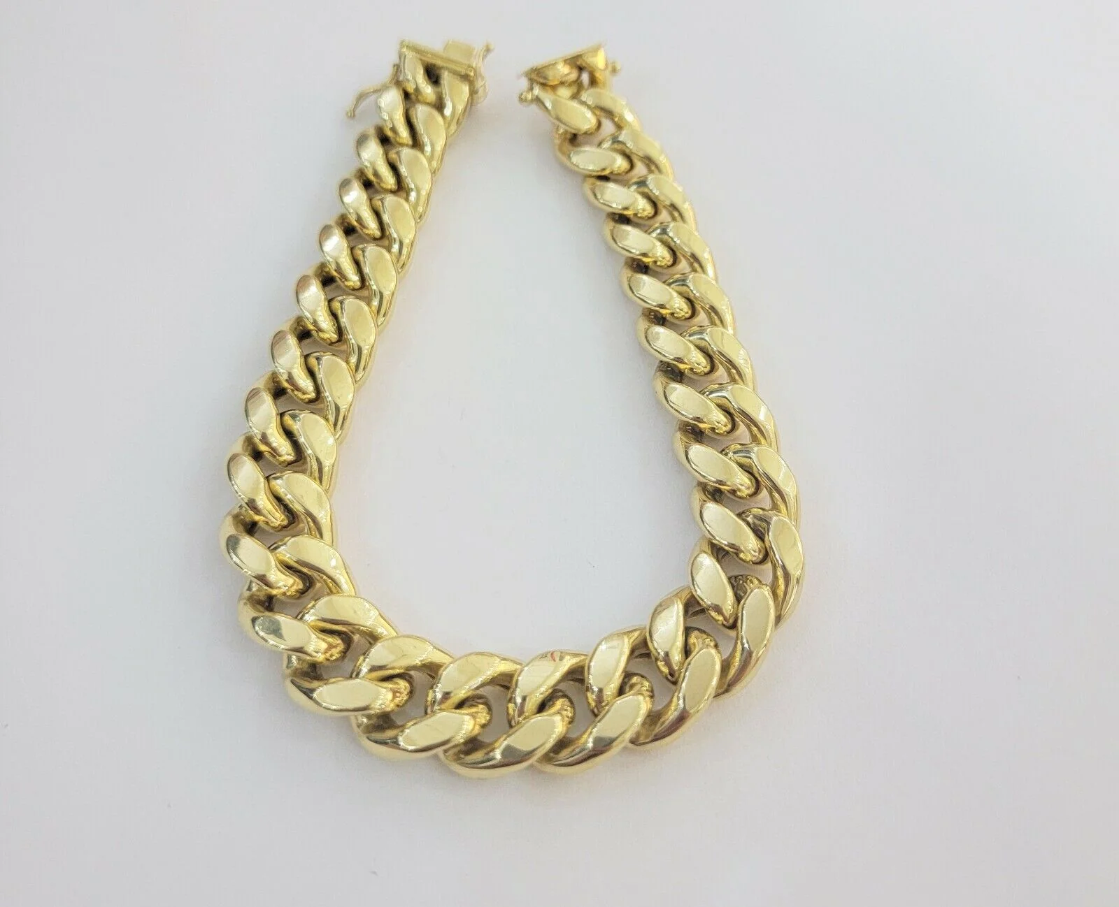 REAL Mens 10k Yellow Gold Miami Cuban Bracelet 7.5 Inch 13mm And Strong Links - Image 7