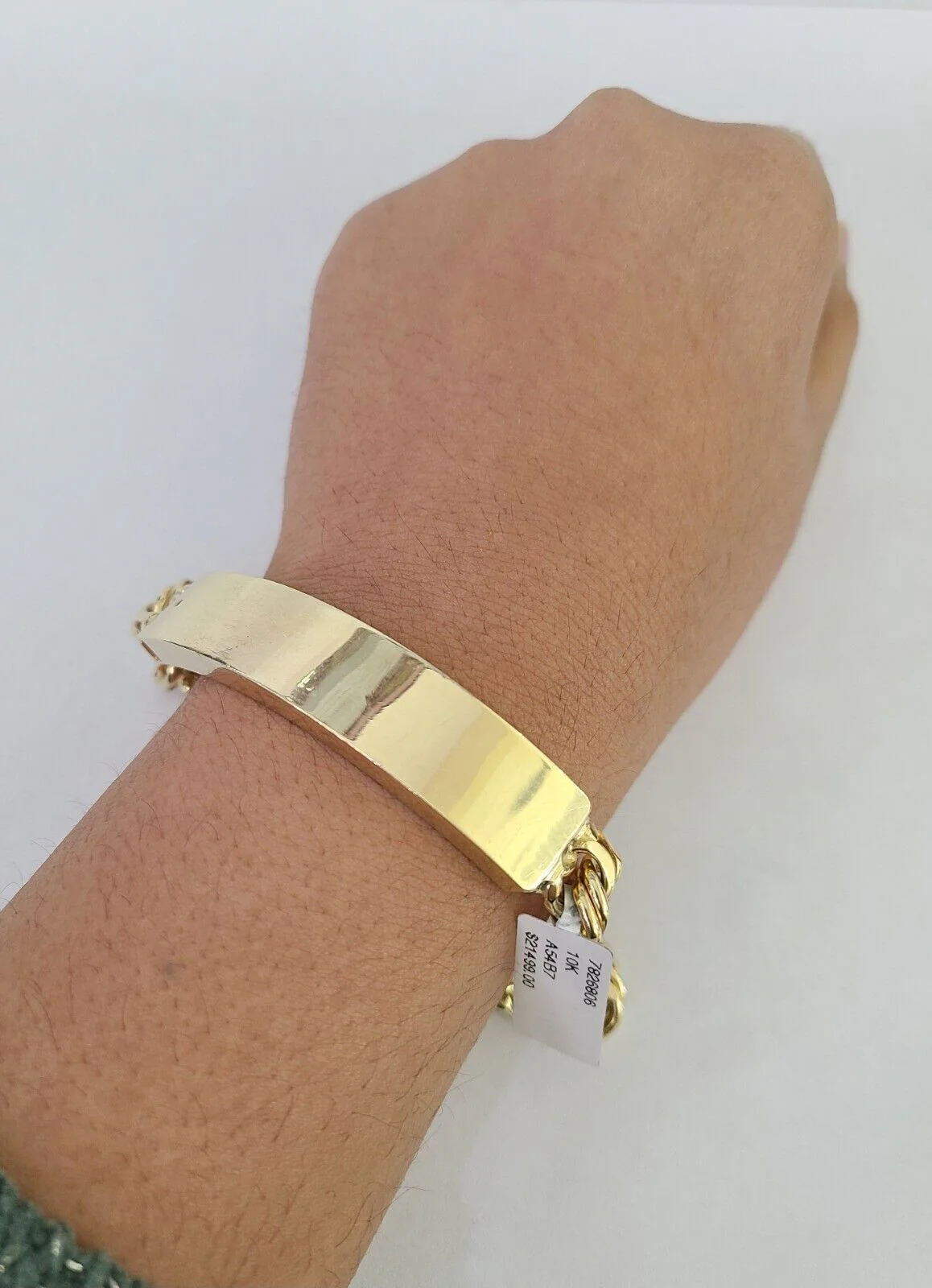 Real Solid 10kt Gold Chino ID Bracelet Name Plate 10mm 8.5'' Inch 10k Mens