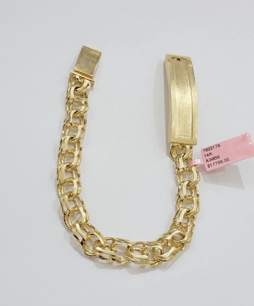 Real Solid 14kt Yellow Gold Chino ID Mens Name Plate Bracelet 10mm 8 Inches SALE - Image 5