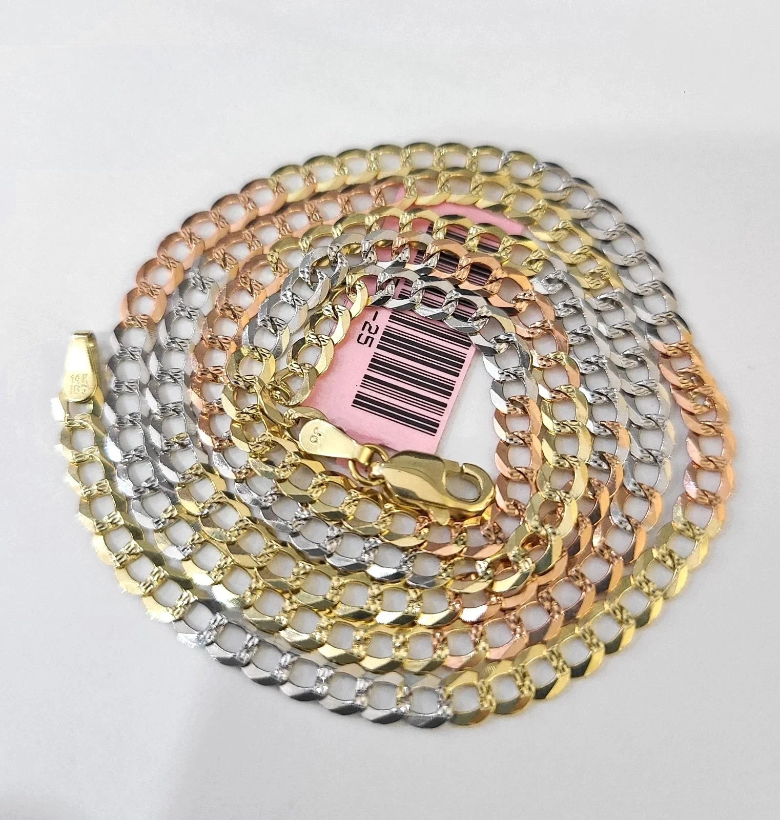 Real Solid 4mm 14k Gold Chain Necklace Tri Color Cuban Curb Link 18-28 Inch - Image 7