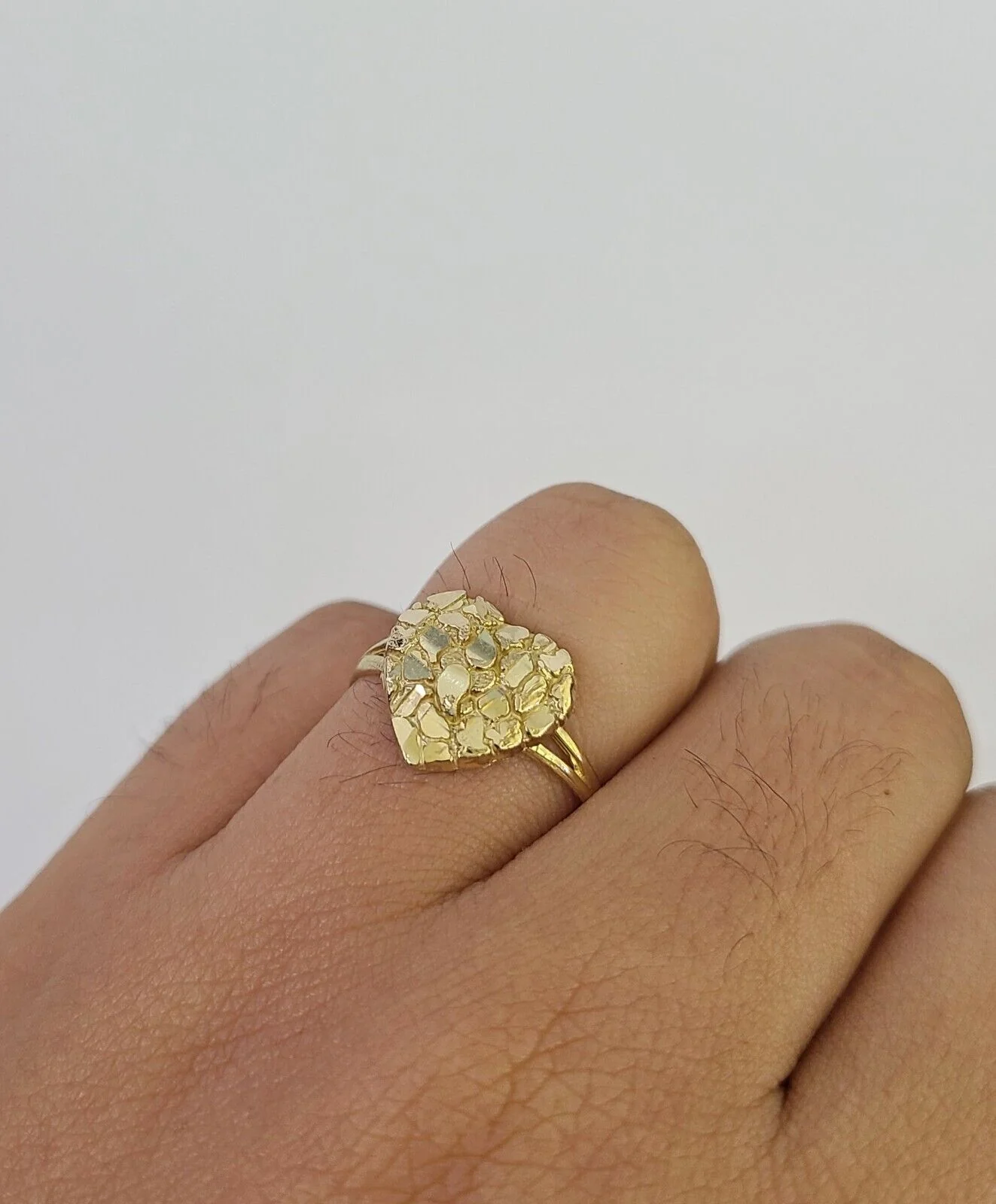 Ring 10k Nugget Heart Ring Yellow Gold REAL Genuine Ladies All Sizes
