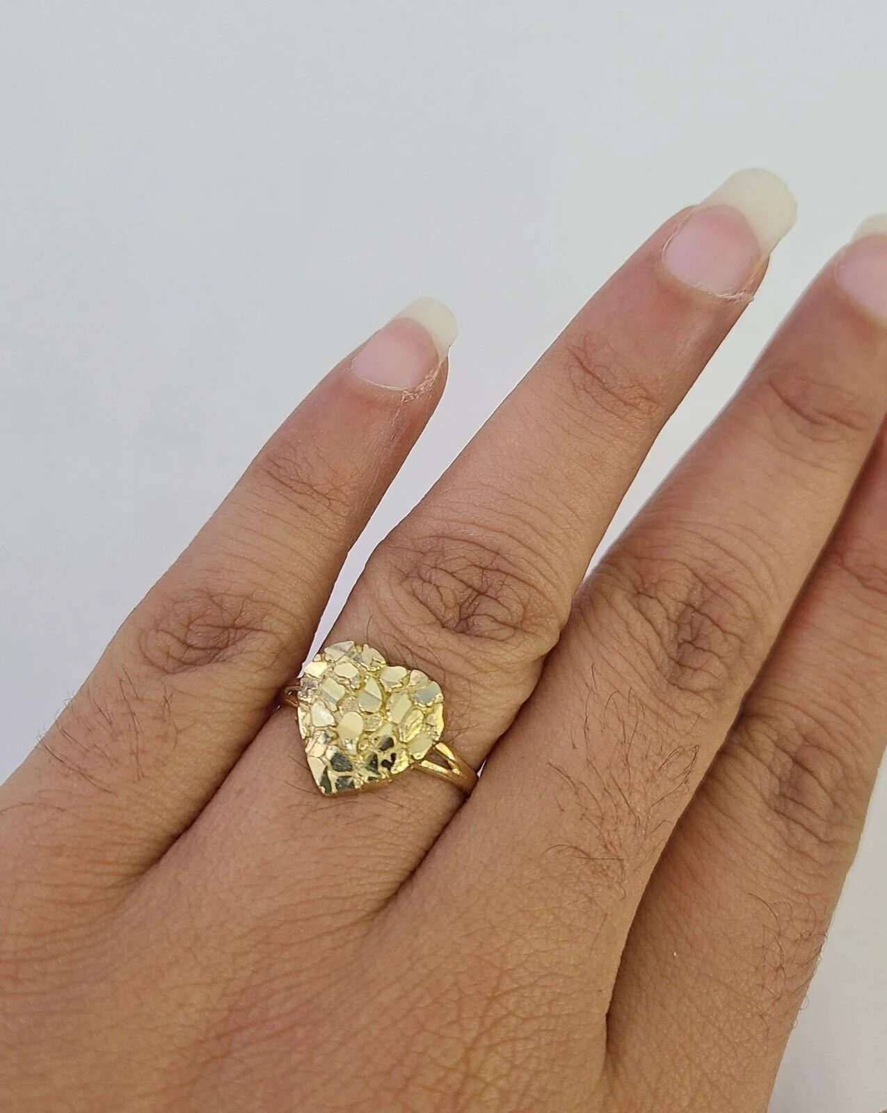 Ring 10k Nugget Heart Ring Yellow Gold REAL Genuine Ladies All Sizes - Image 5