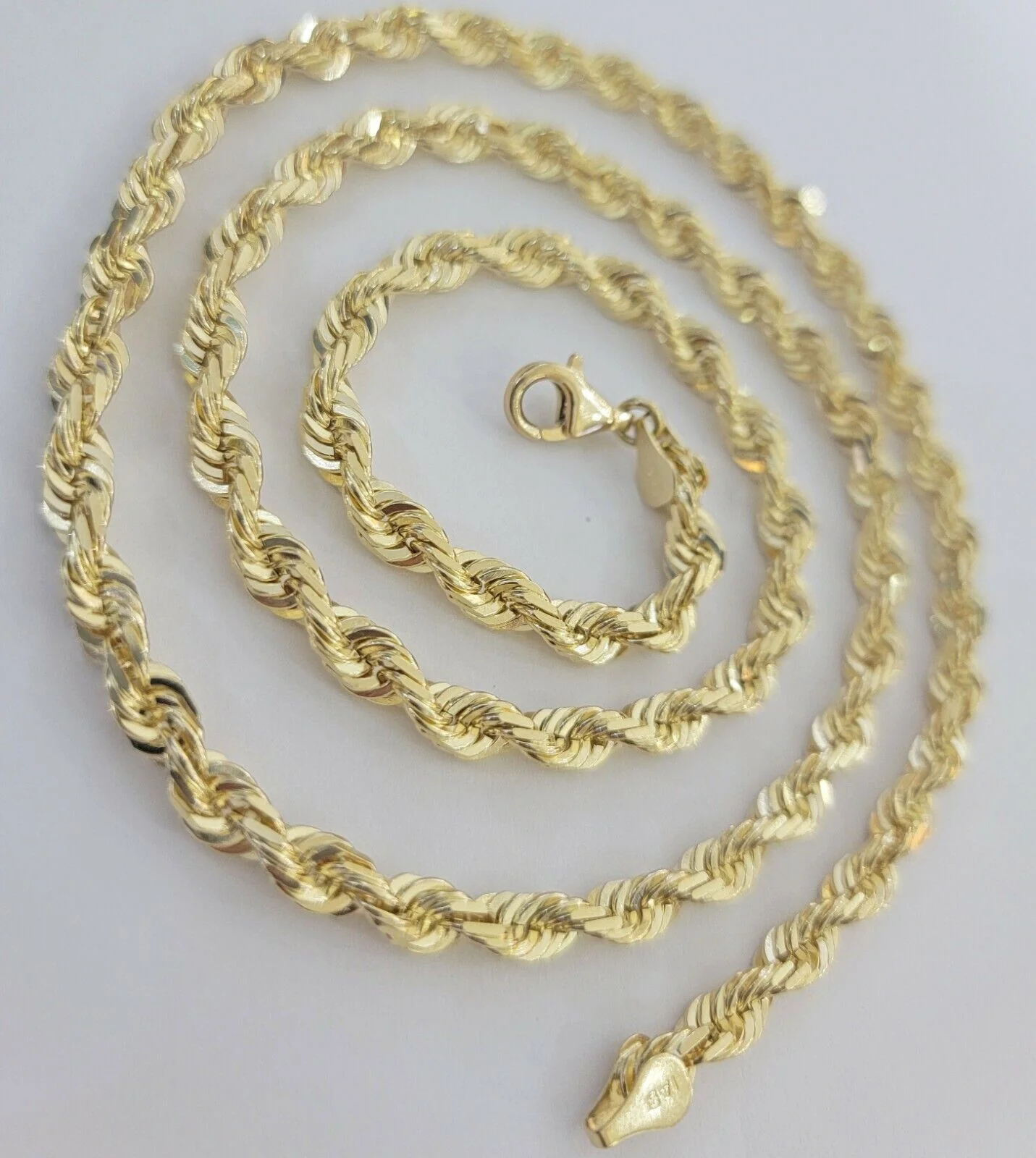 Rope Chain Necklace 5mm REAL 10kt Yellow Gold Solid link Diamond Cuts 22" Inch - Image 4