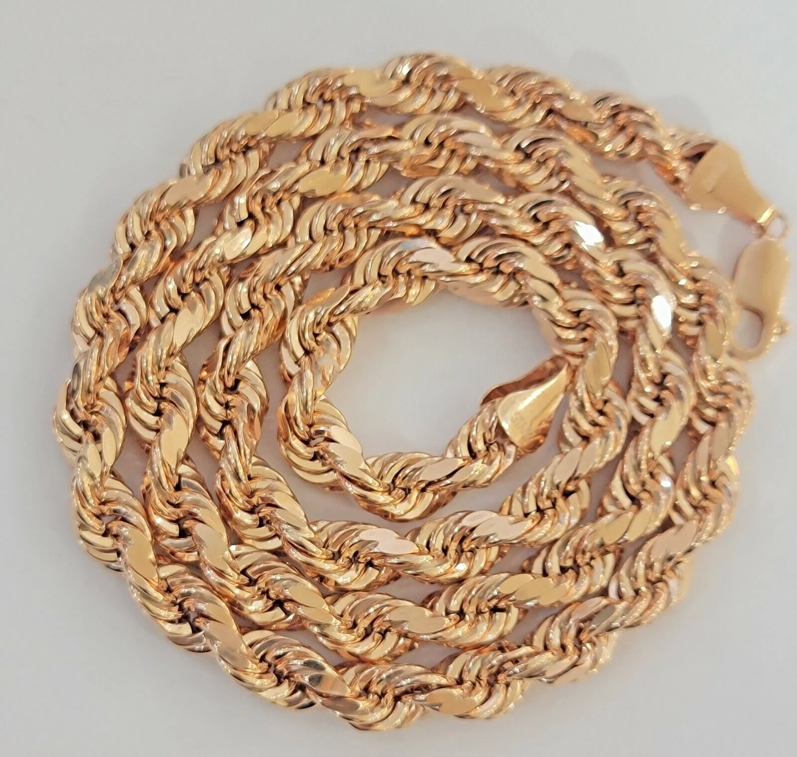 Rope Chain Necklace Real 10k Rose Gold 7mm 20"-26" Inch Diamond Cuts HEAVY SOLID - Image 3