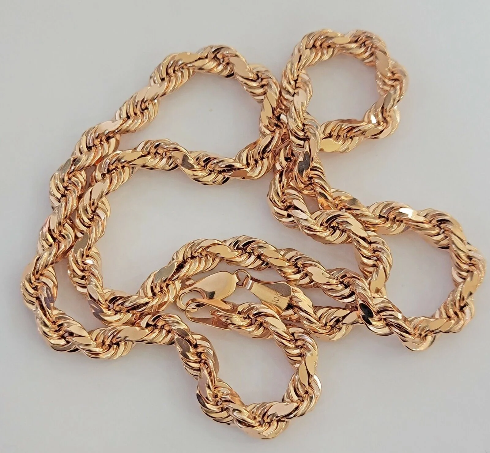 Rope Chain Necklace Real 10k Rose Gold 7mm 20"-26" Inch Diamond Cuts HEAVY SOLID - Image 8