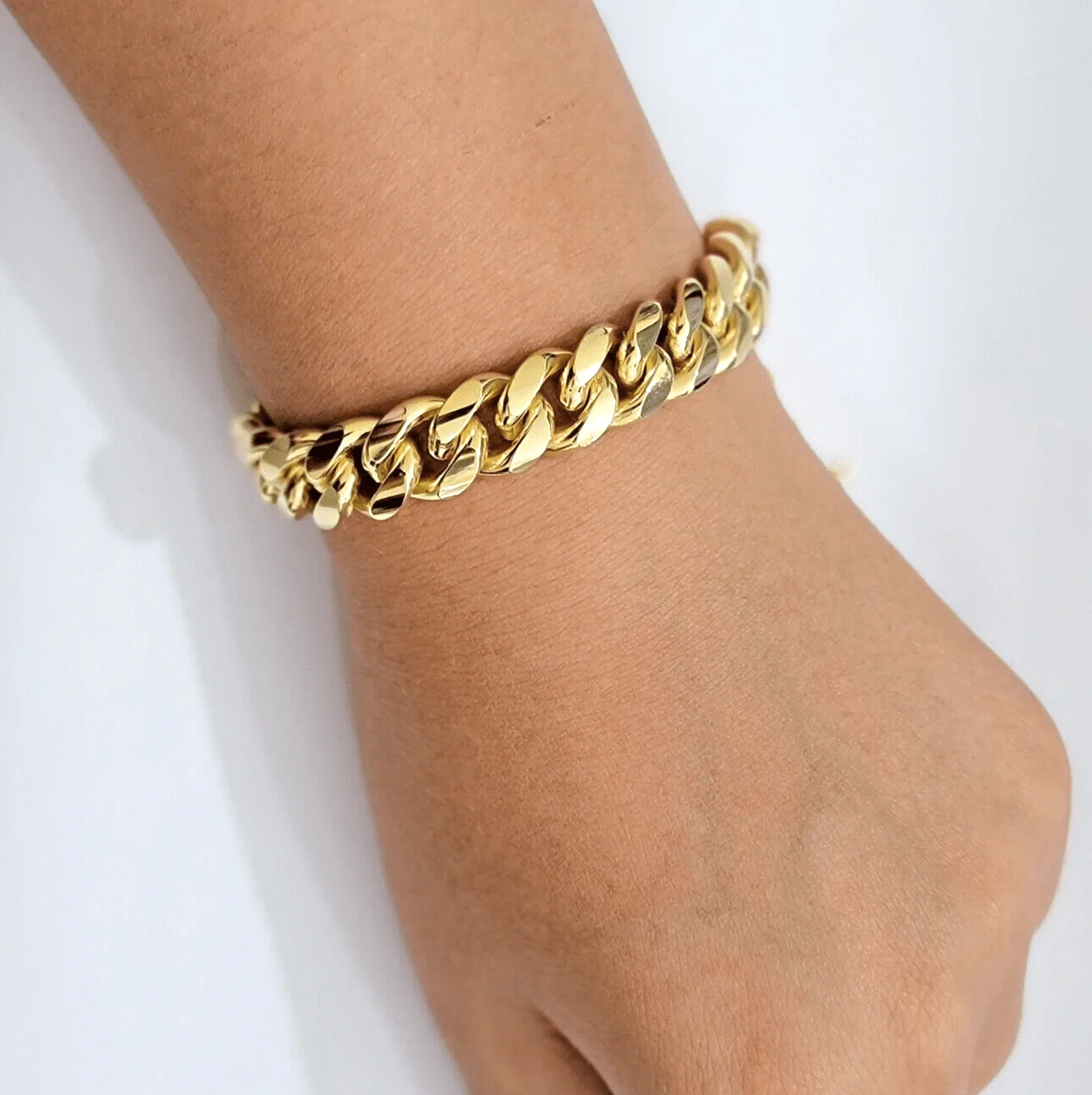 Solid 10k Gold Bracelet 12mm Miami Cuban Link 9 Inch Box Clasp Mens REAL 10KT - Image 2