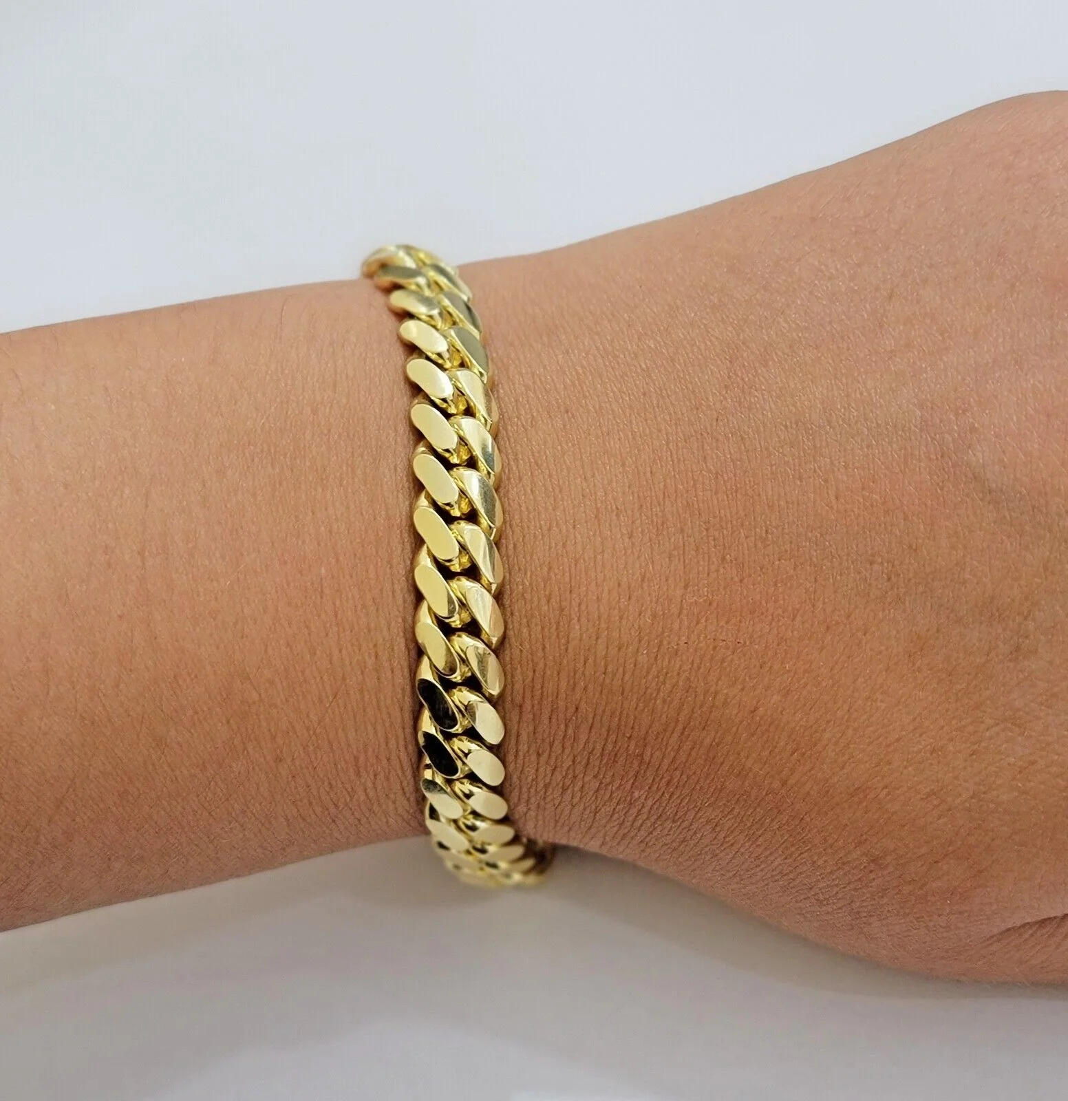 Solid 10k Gold Bracelet 8mm Miami Cuban Link 8" long Box Clasp 10kt Yellow, REAL - Image 3