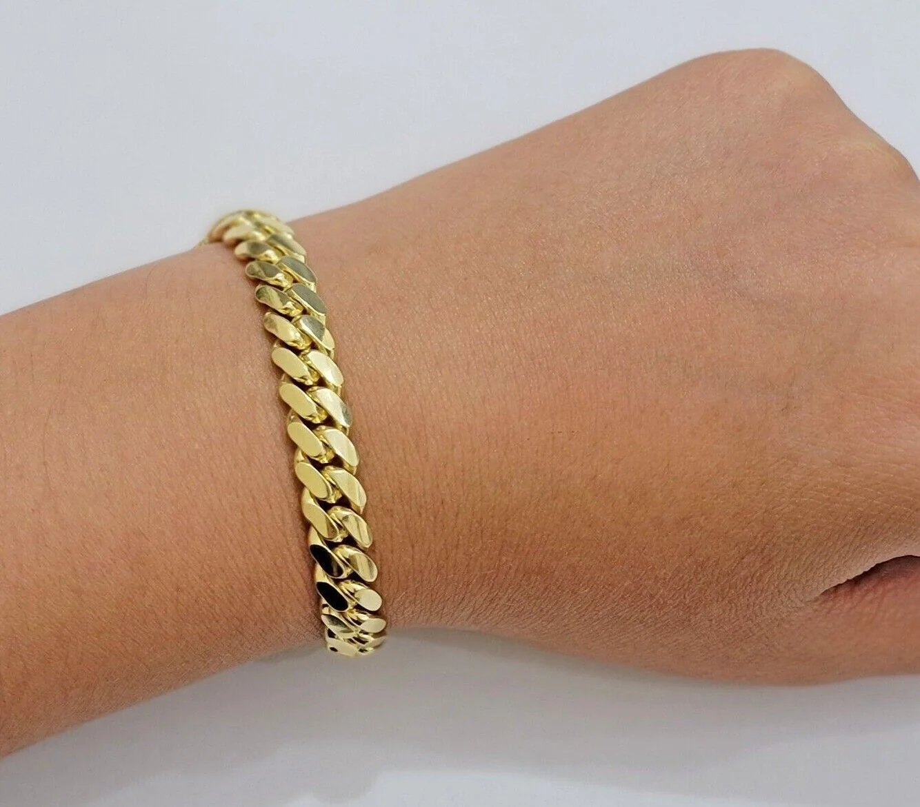 Solid 10k Gold Bracelet 8mm Miami Cuban Link 8" long Box Clasp 10kt Yellow, REAL - Image 9