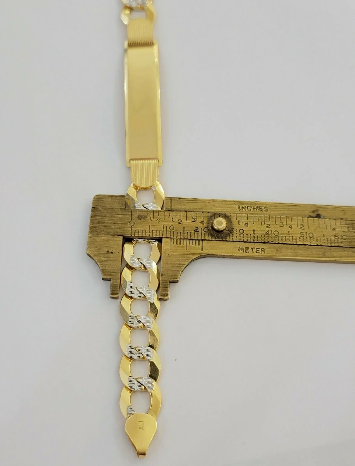 Solid 10k Gold Bracelet Id Cuban link 11mm 9" 10kt Yellow Gold Strong Link, REAL - Image 2