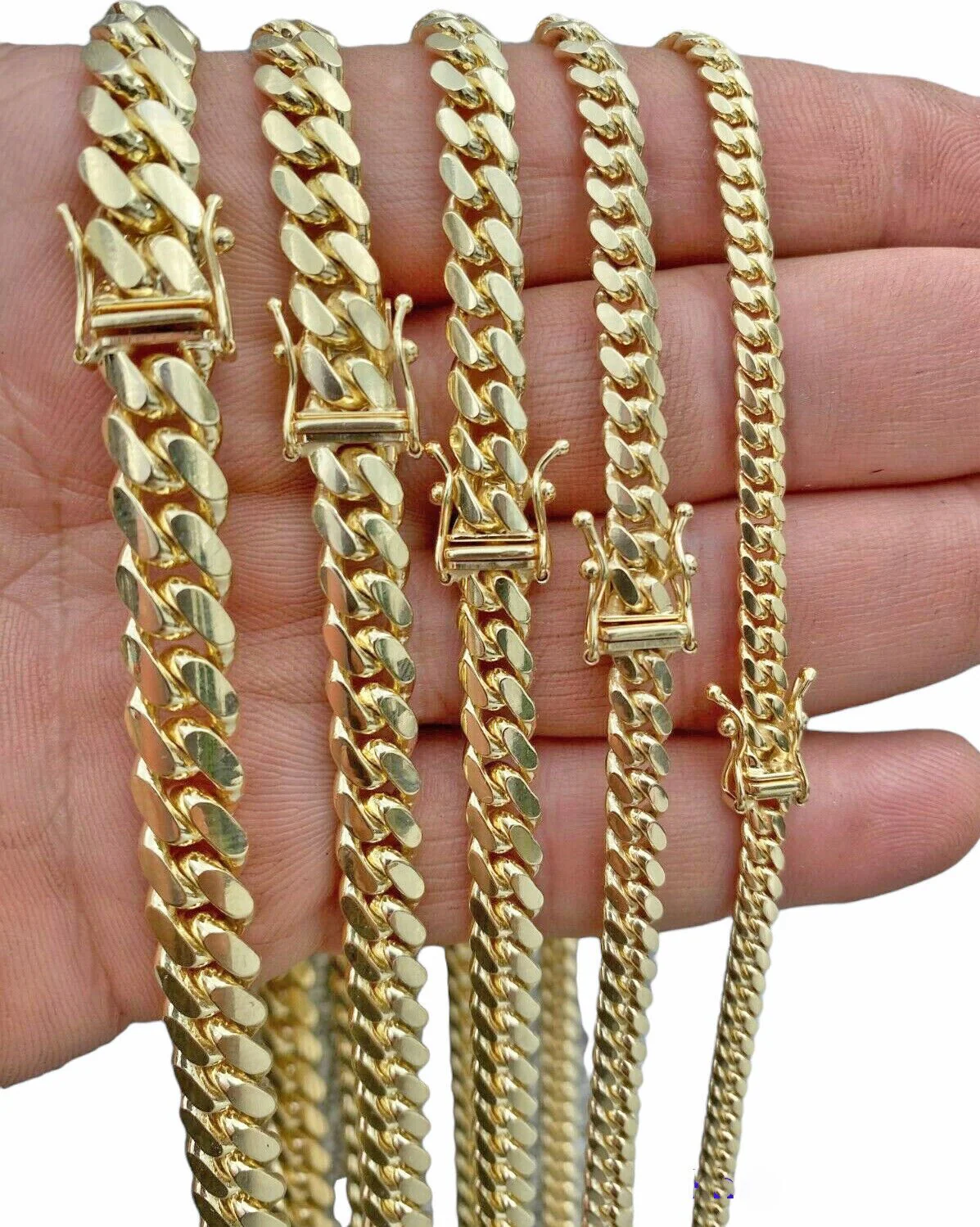 Solid 10k Gold Chain Miami Cuban Link Necklace 5-8mm 18-30" 10kt Men, Women REAL - Image 14
