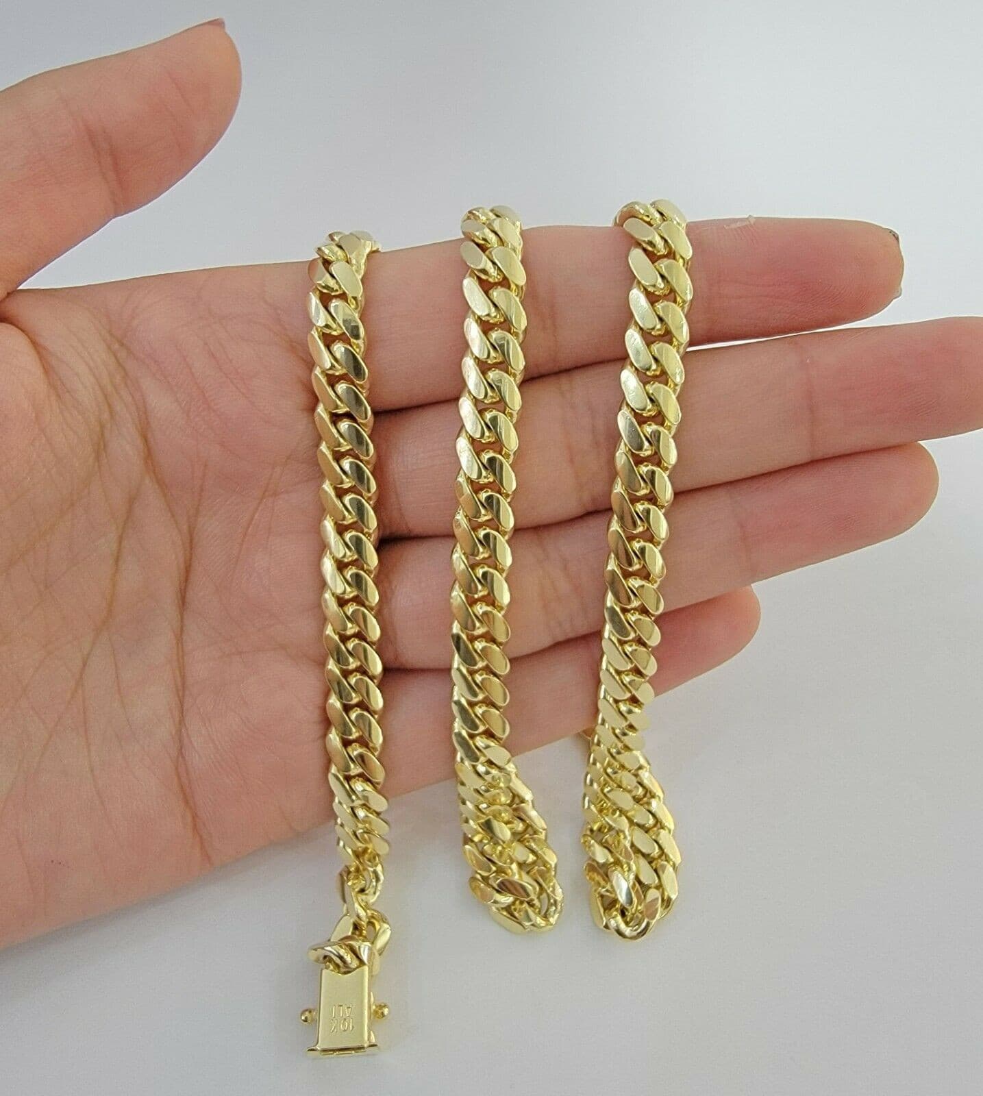 Solid 10k Gold Chain Miami Cuban Link Necklace 7mm 22"10kt Yellow Gold Mens REAL - Image 3